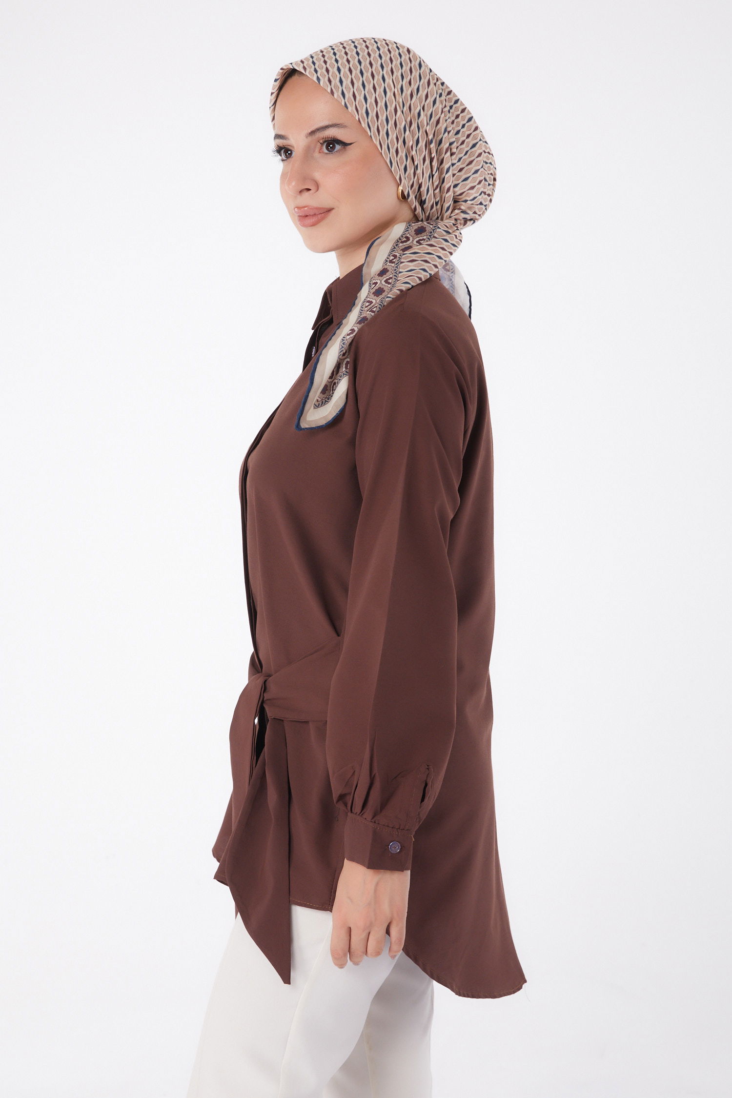 Bağcık Detaylı Tunik Kahve - 13250 - 3