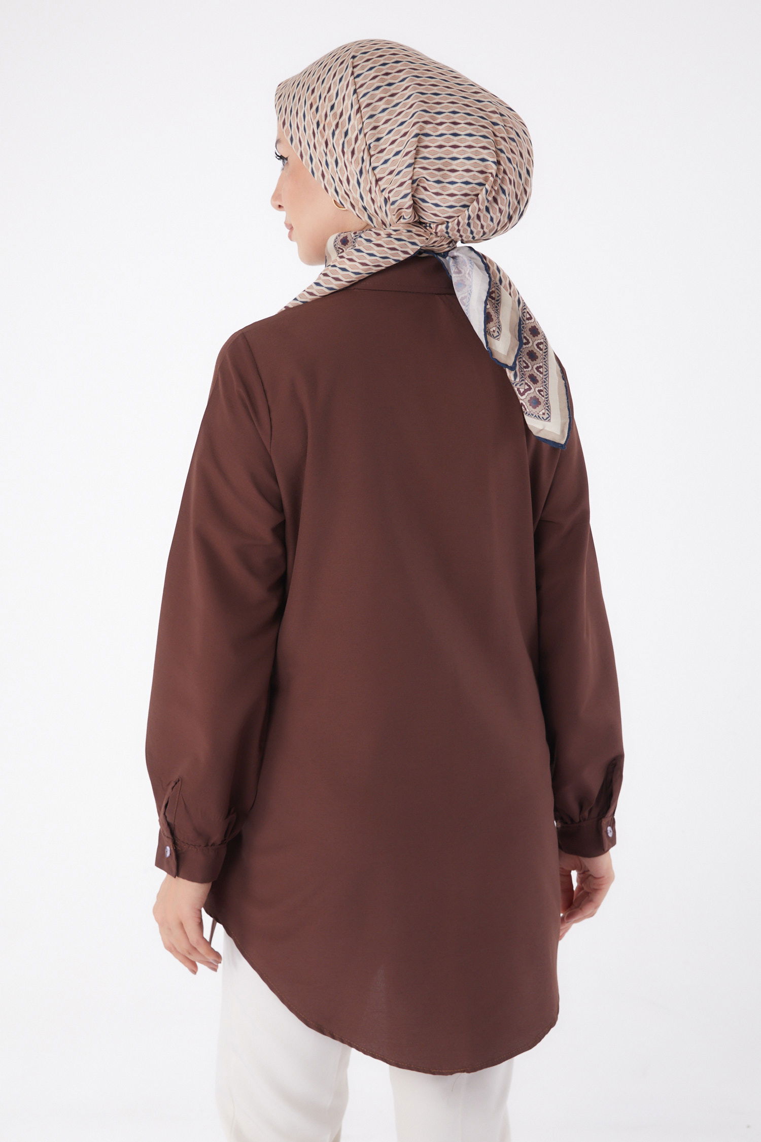Bağcık Detaylı Tunik Kahve - 13250 - 4