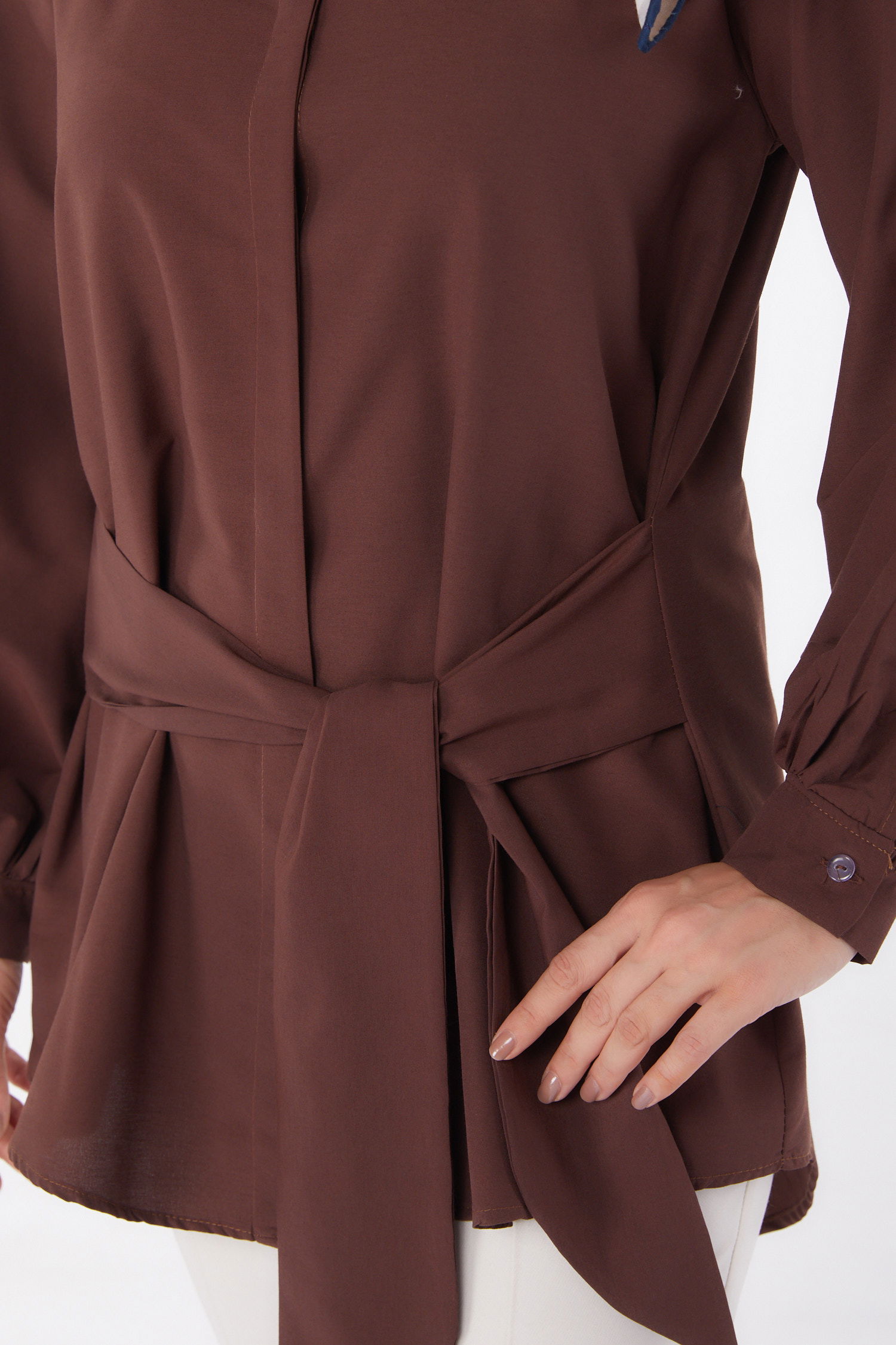 Bağcık Detaylı Tunik Kahve - 13250 - 5