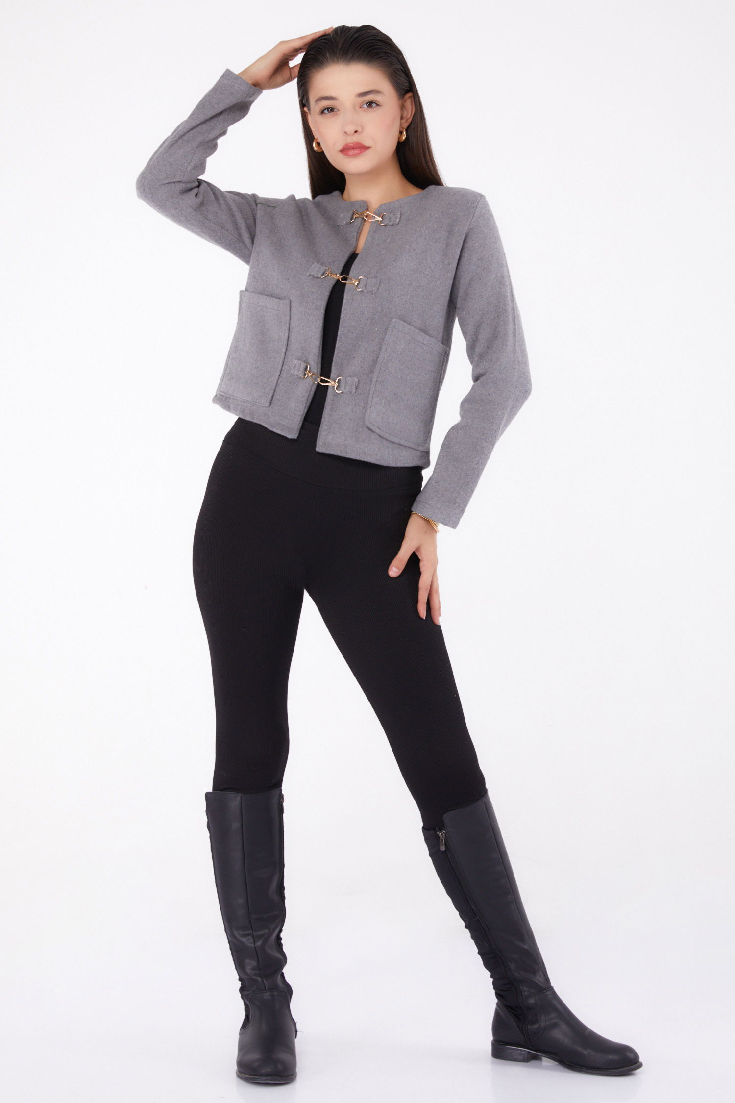 Kaşe Ceket Gri - 13291 - 7
