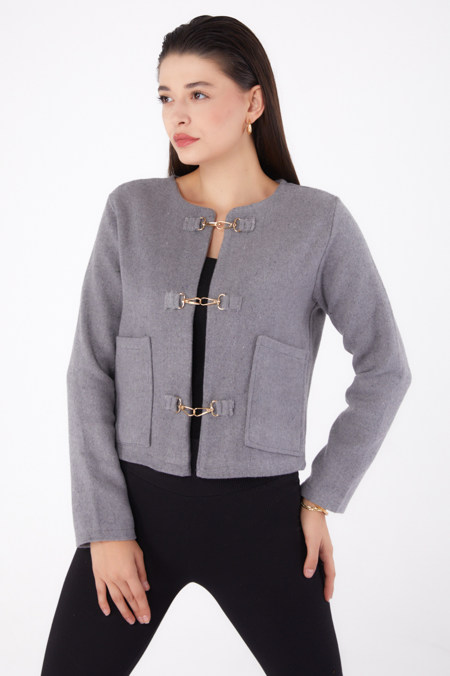 Kaşe Ceket Gri - 13291 - 2