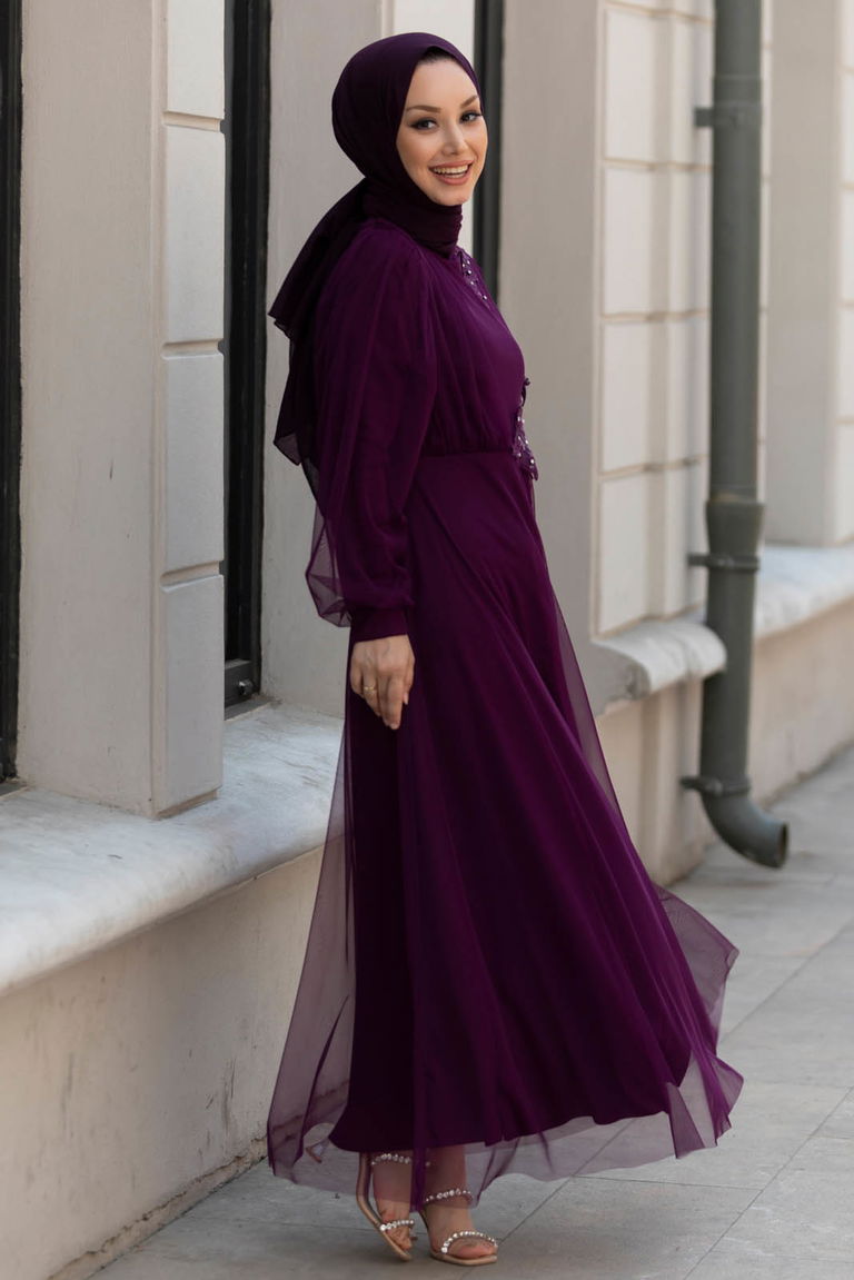 Abiye Elbise Mor - 10312 - TOFİSA