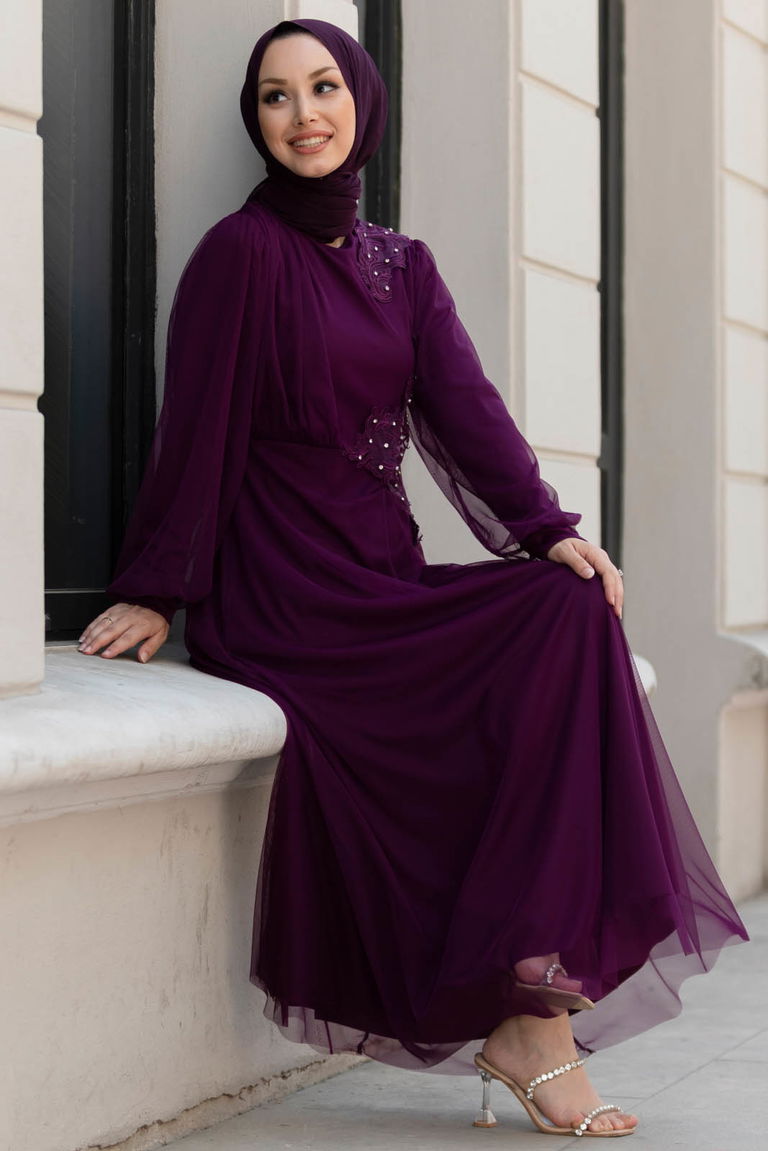 Abiye Elbise Mor - 10312 - TOFİSA