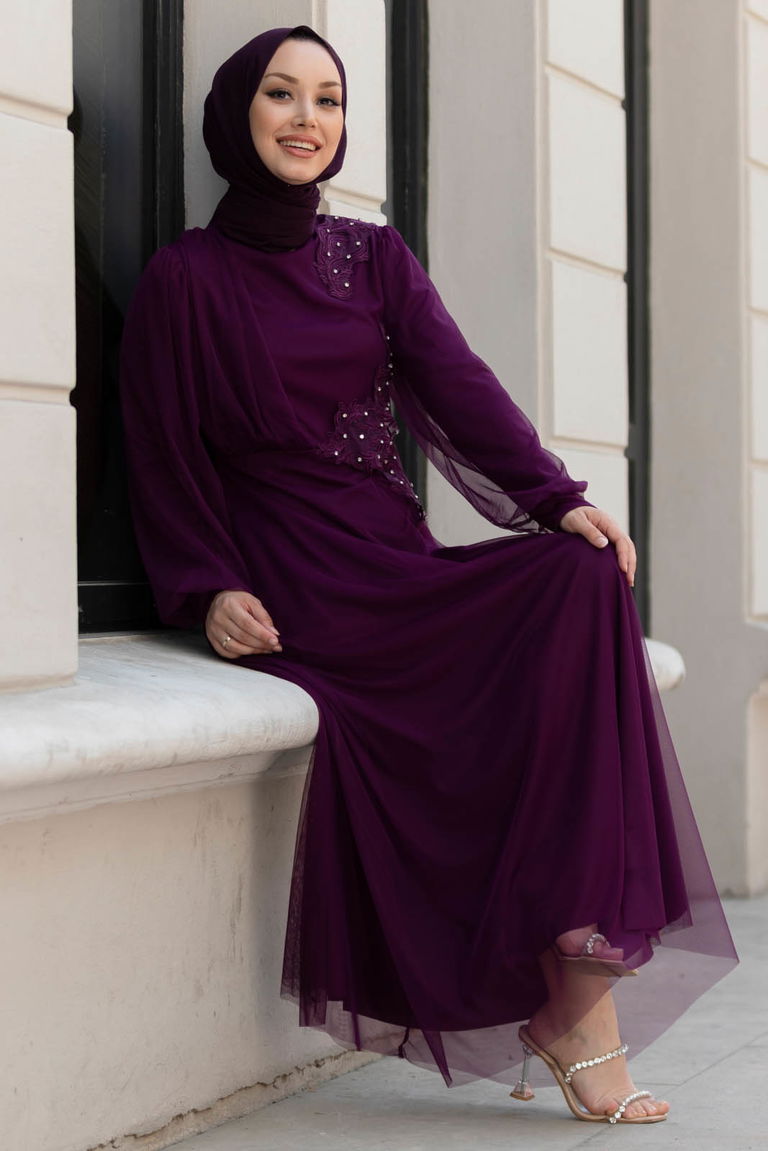 Abiye Elbise Mor - 10312 - TOFİSA