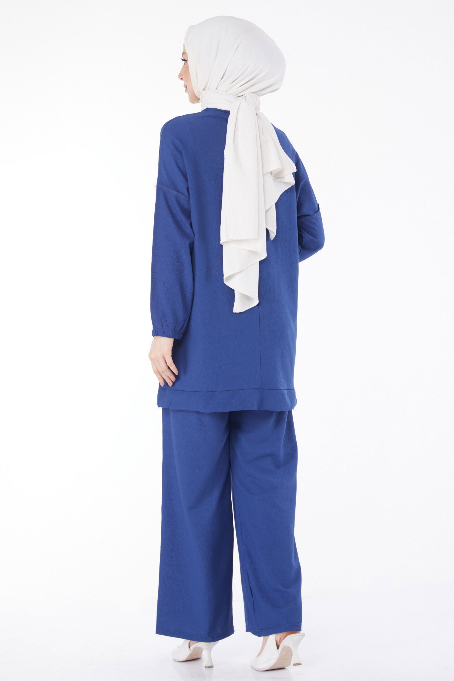 10542-INDIGO Zincir Detaylı Tunik Pantolon İkili Takım - 4