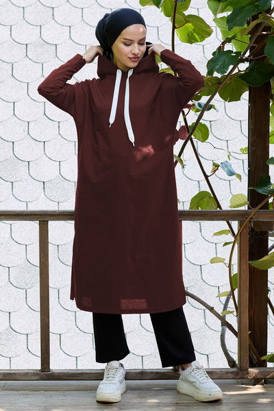 11006-KAHVE Tunik 