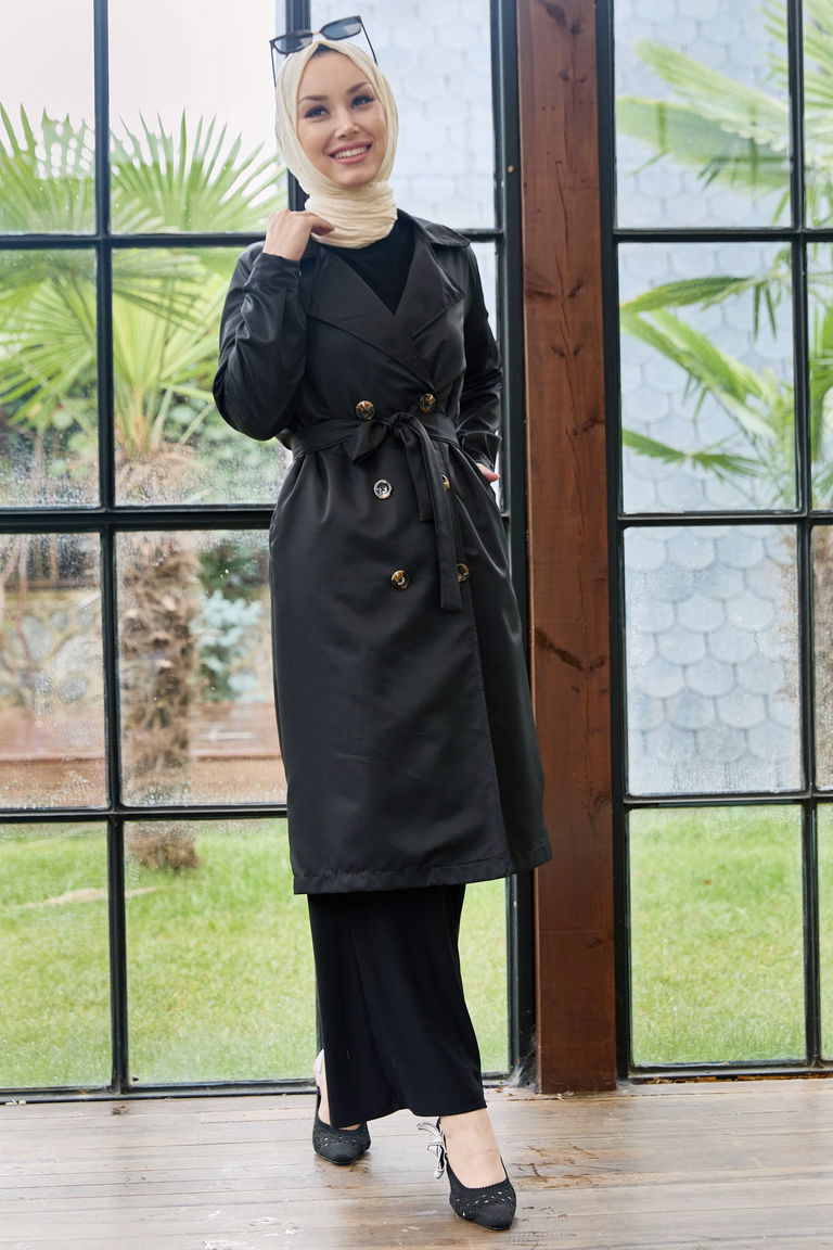 11012-SIYAH Trenç - TOFİSA