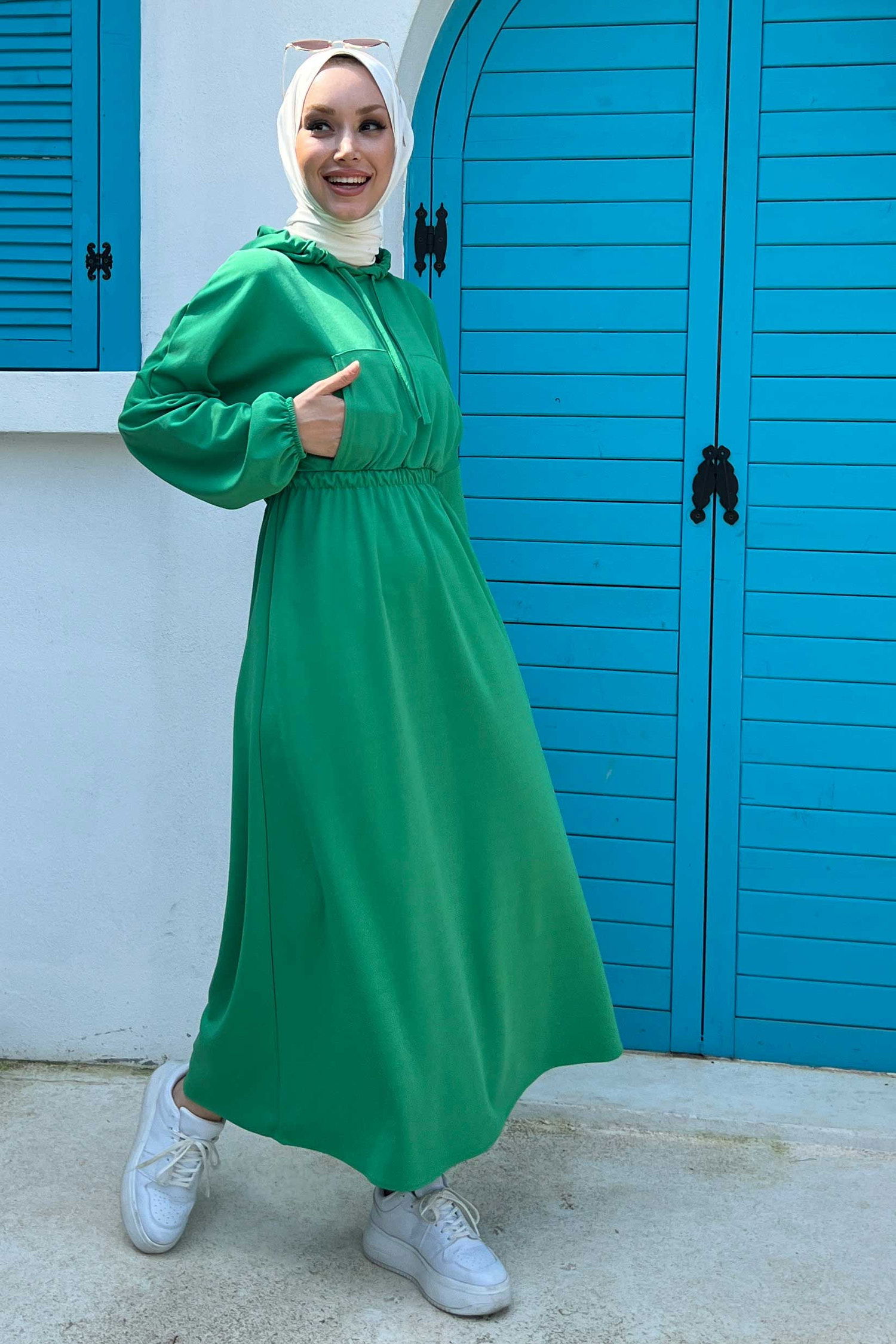 11020-YESIL Elbıse - 4