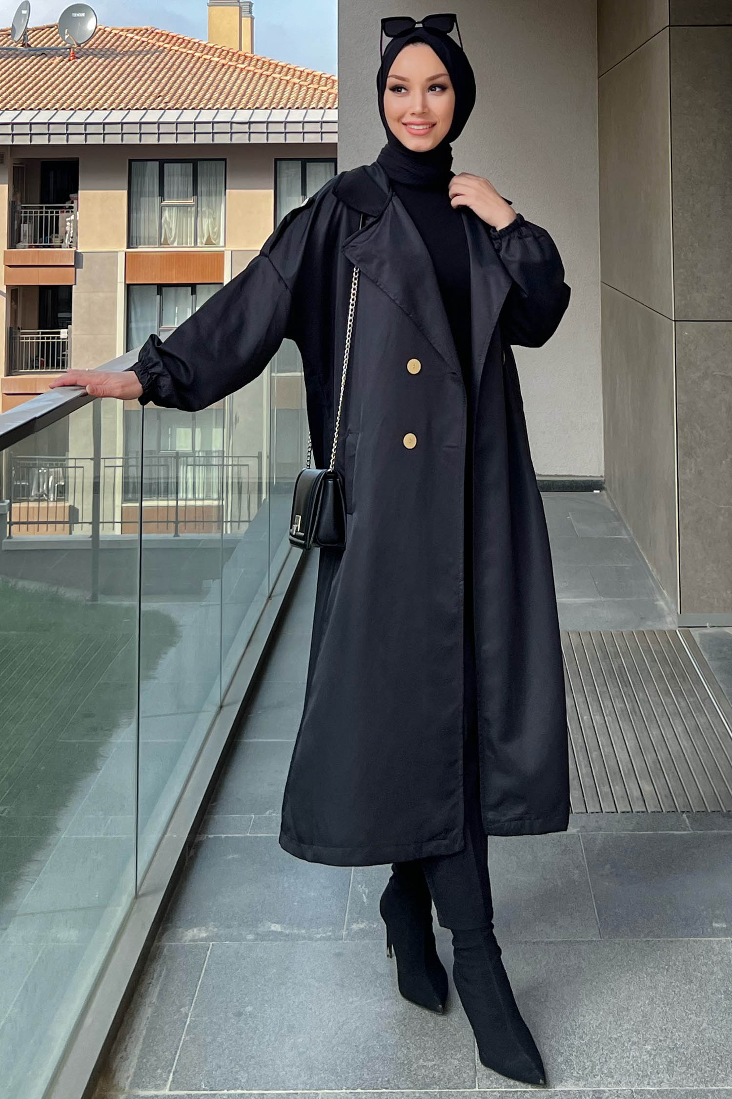 11032-SIYAH Trenç - 3