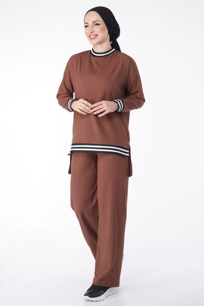 11321-KAHVE Tunik Pantolon 