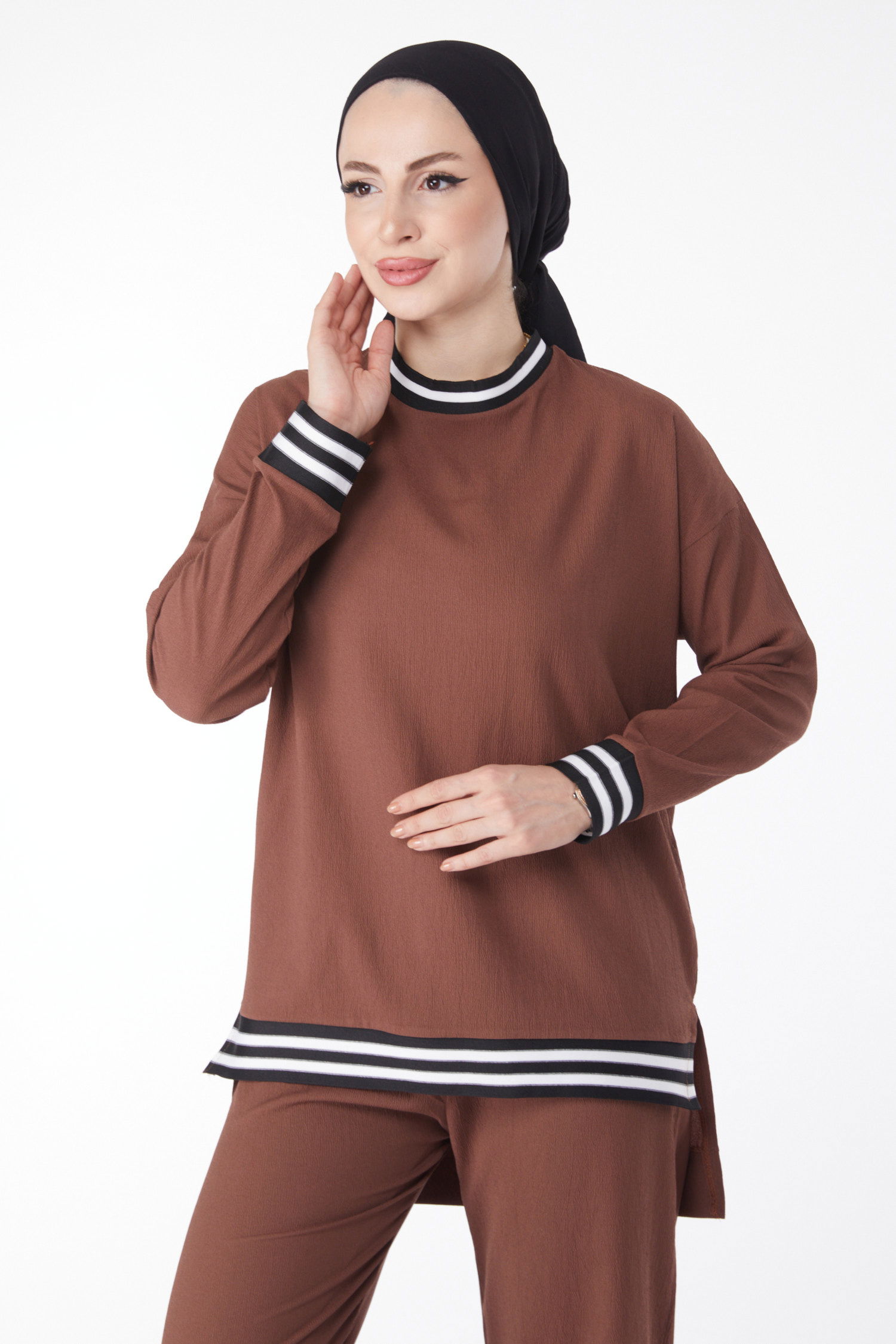 11321-KAHVE Tunik Pantolon - 2