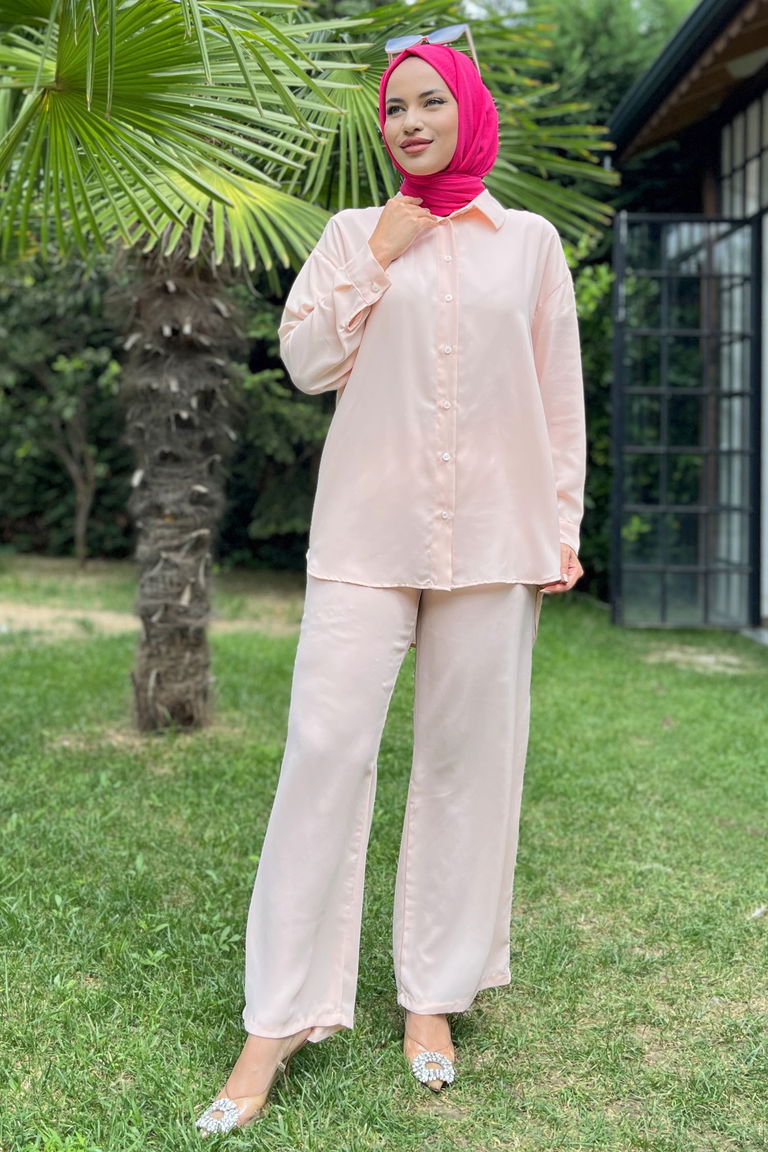 11339-ACIK-PUDRA Tunik+Pantolon - TOFİSA