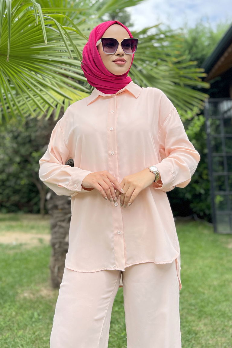 11339-ACIK-PUDRA Tunik+Pantolon - TOFİSA