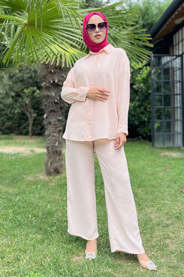 11339-ACIK-PUDRA Tunik+Pantolon - TOFİSA