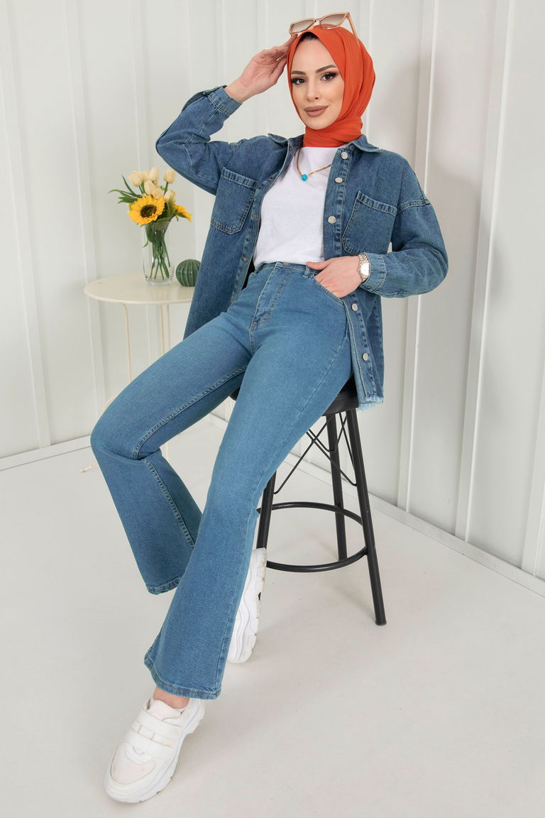 11397-MAVI Kot Pantolon - TOFİSA