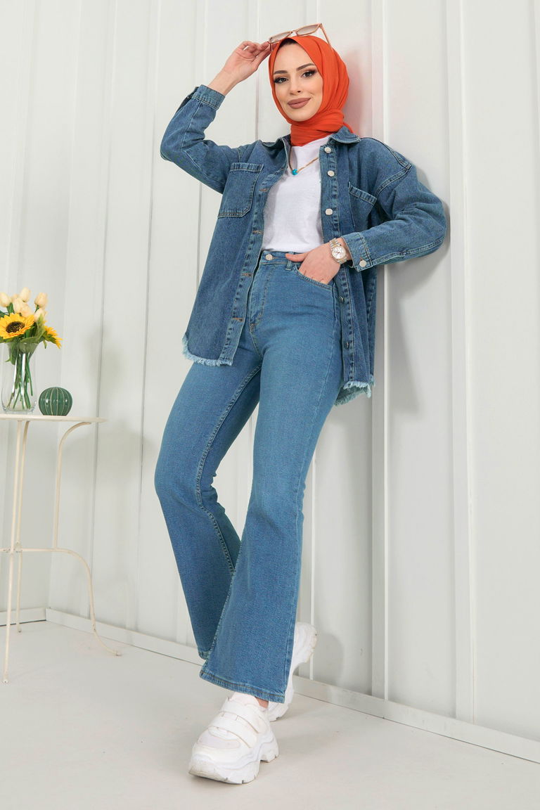 11397-MAVI Kot Pantolon - TOFİSA