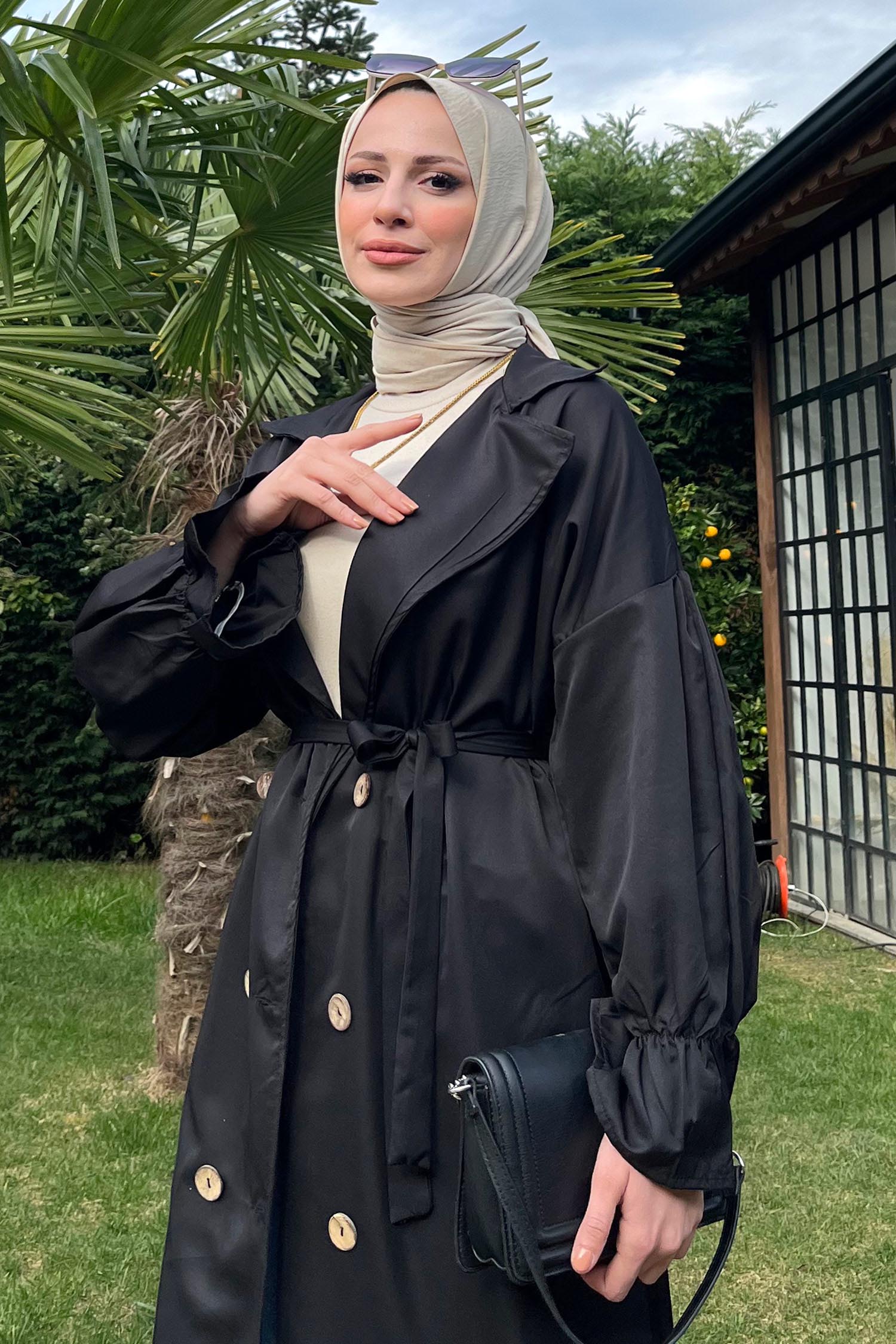 11452-SIYAH Trenç - 6