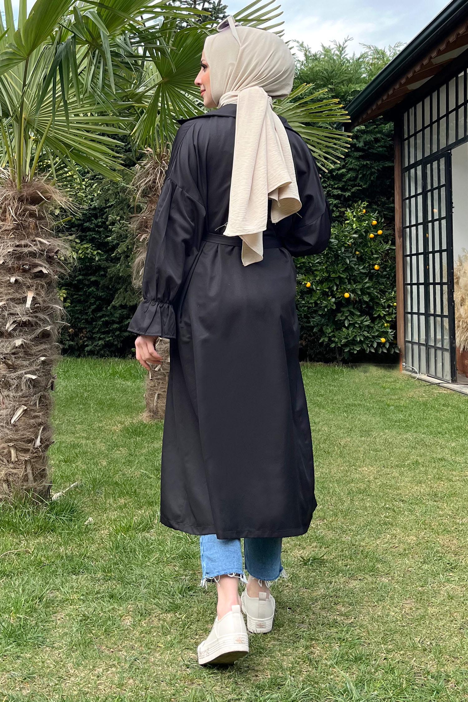 11452-SIYAH Trenç - 7