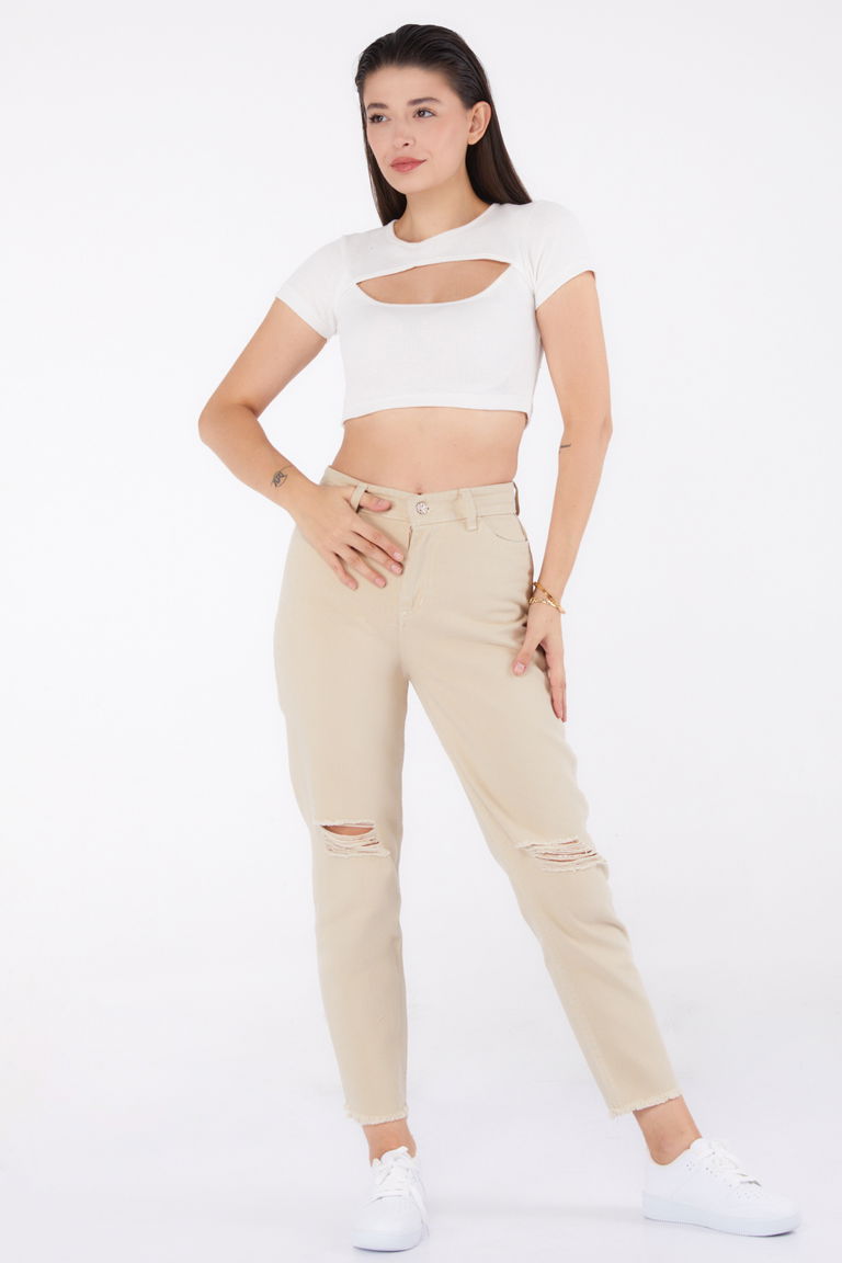 11603-BEJ Gabardin Pantolon - TOFİSA