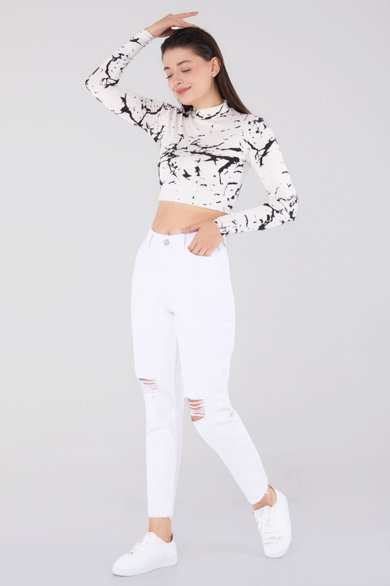 Gabardin Pantolon Beyaz - 11603 - TOFİSA