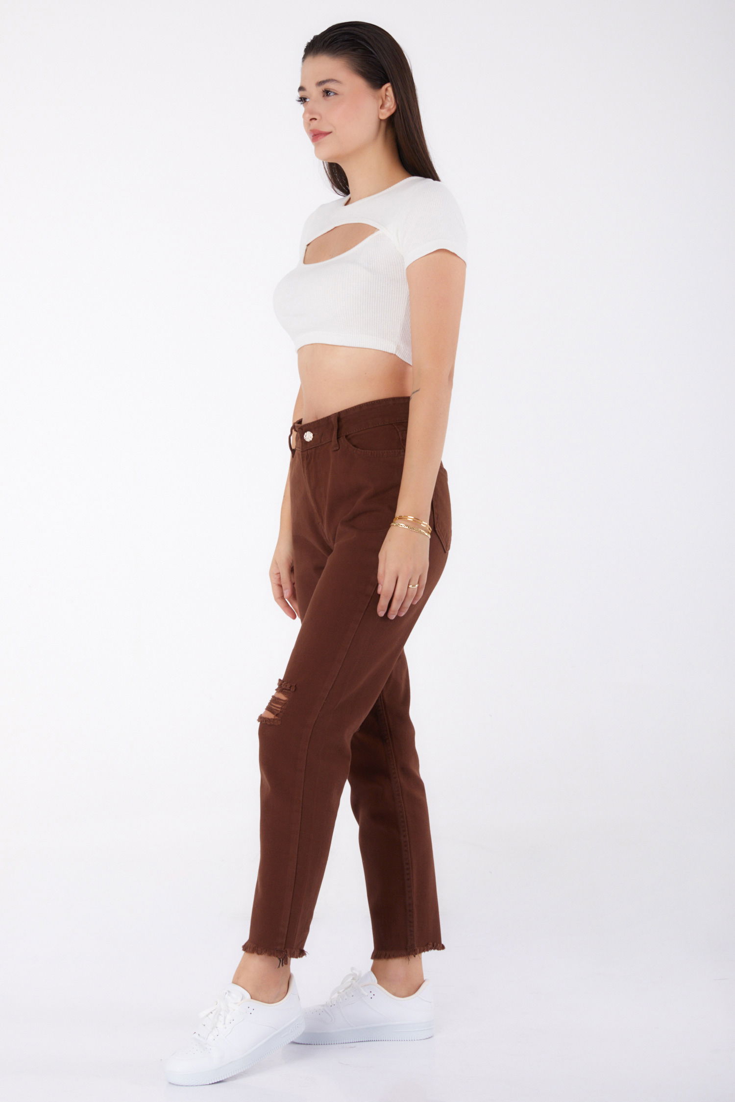 11603-KAHVE Gabardin Pantolon - 3