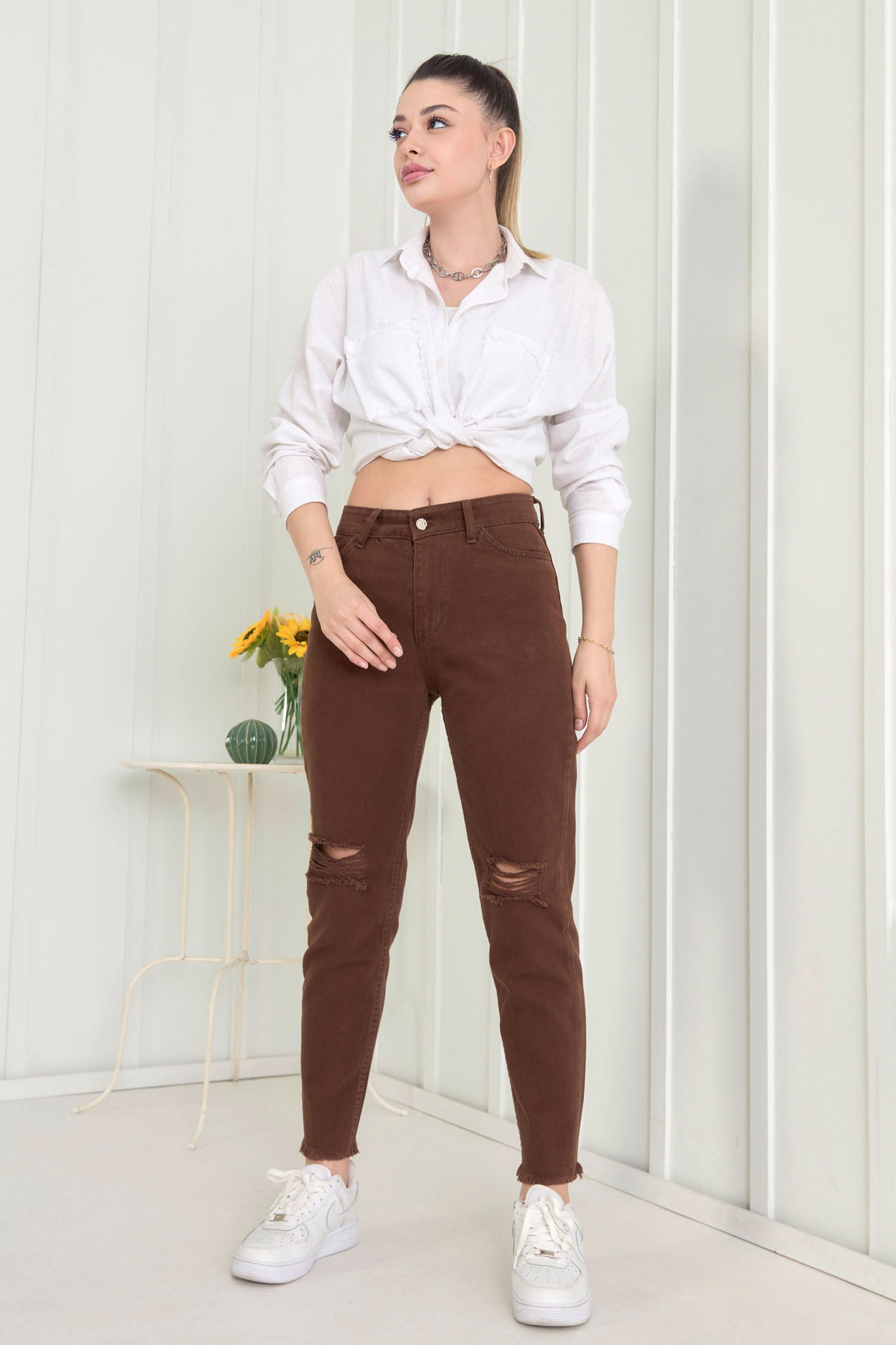 11603-KAHVE Gabardin Pantolon - 6