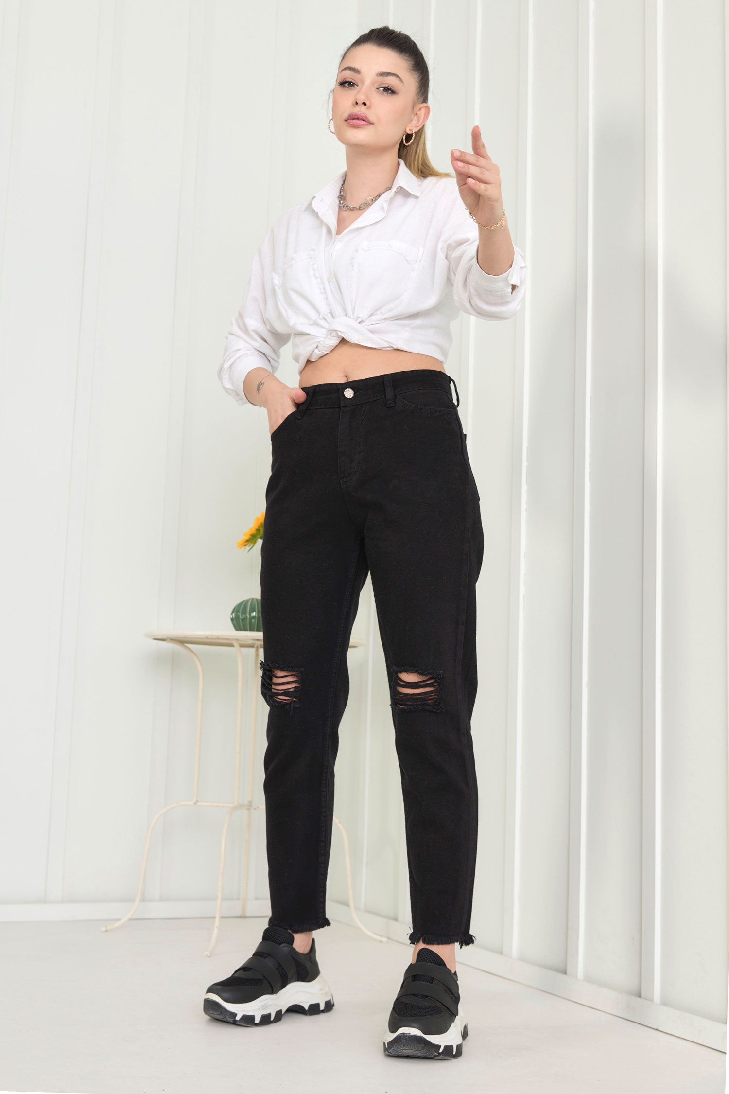 11603-SIYAH Gabardin Pantolon - 12