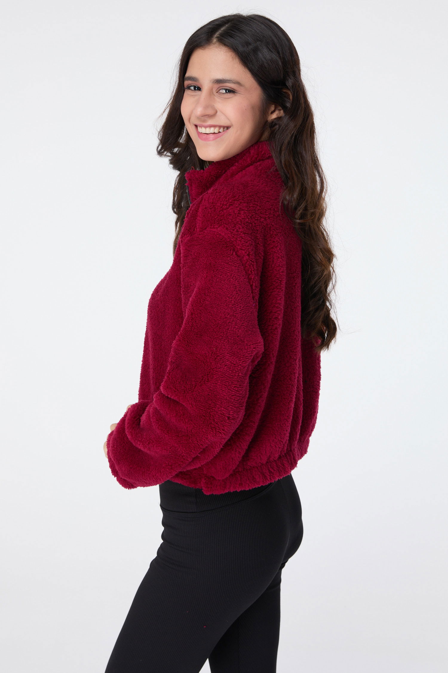 Peluş Crop Bordo - 13052 - 3