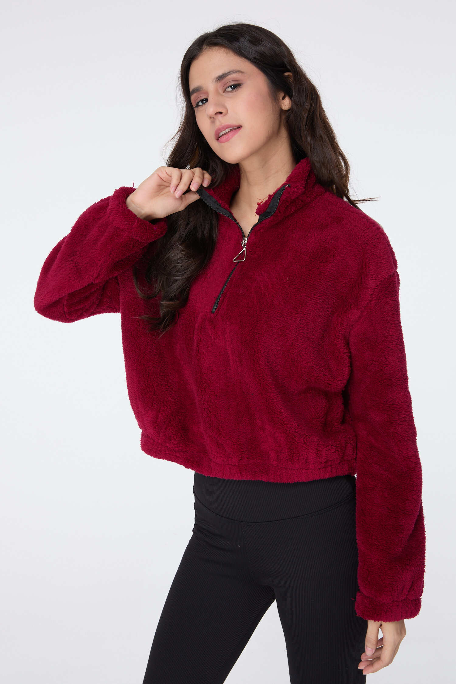 Peluş Crop Bordo - 13052 - 6