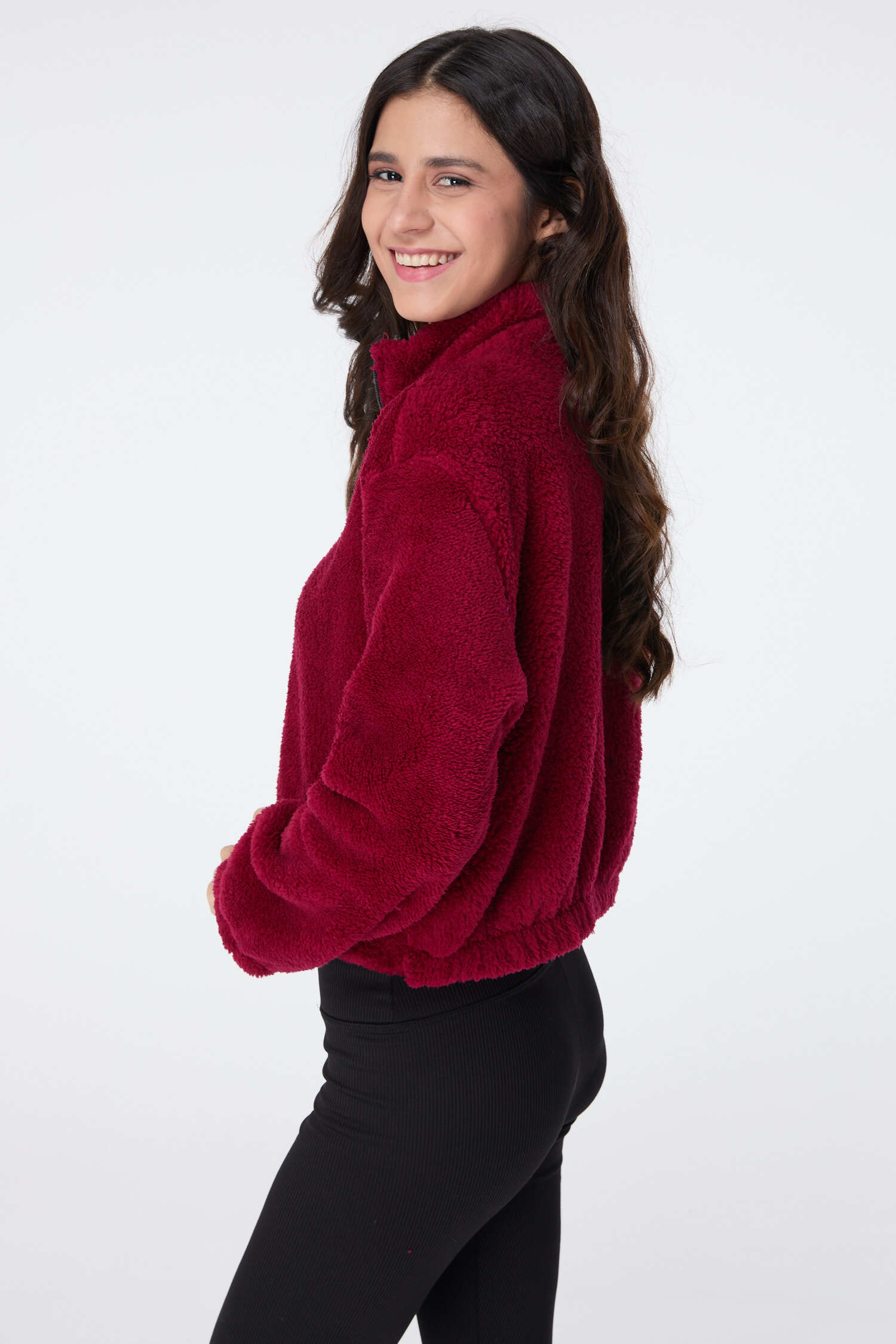 Peluş Crop Bordo - 13052 - 3