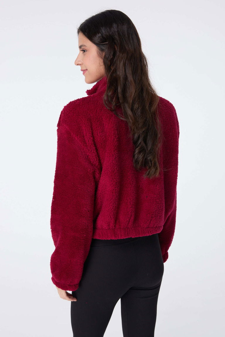 Peluş Crop Bordo - 13052 - TOFİSA