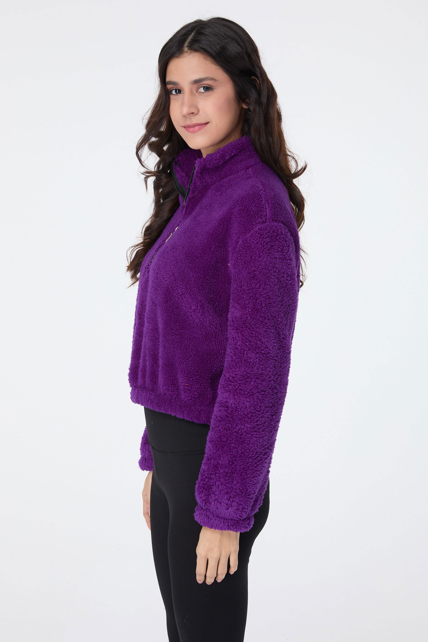 Peluş Crop Mor - 13052 - 18
