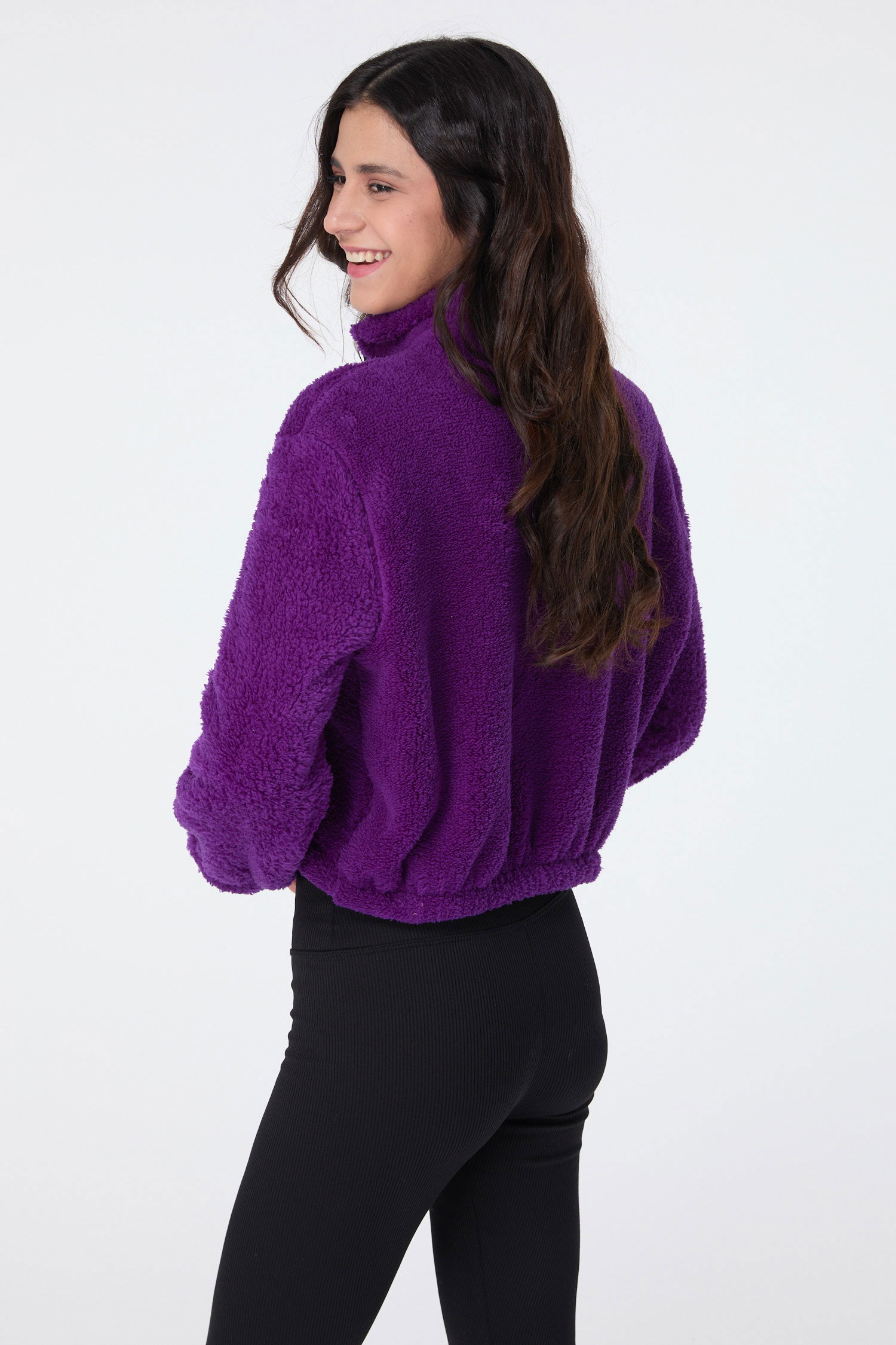 Peluş Crop Mor - 13052 - 20