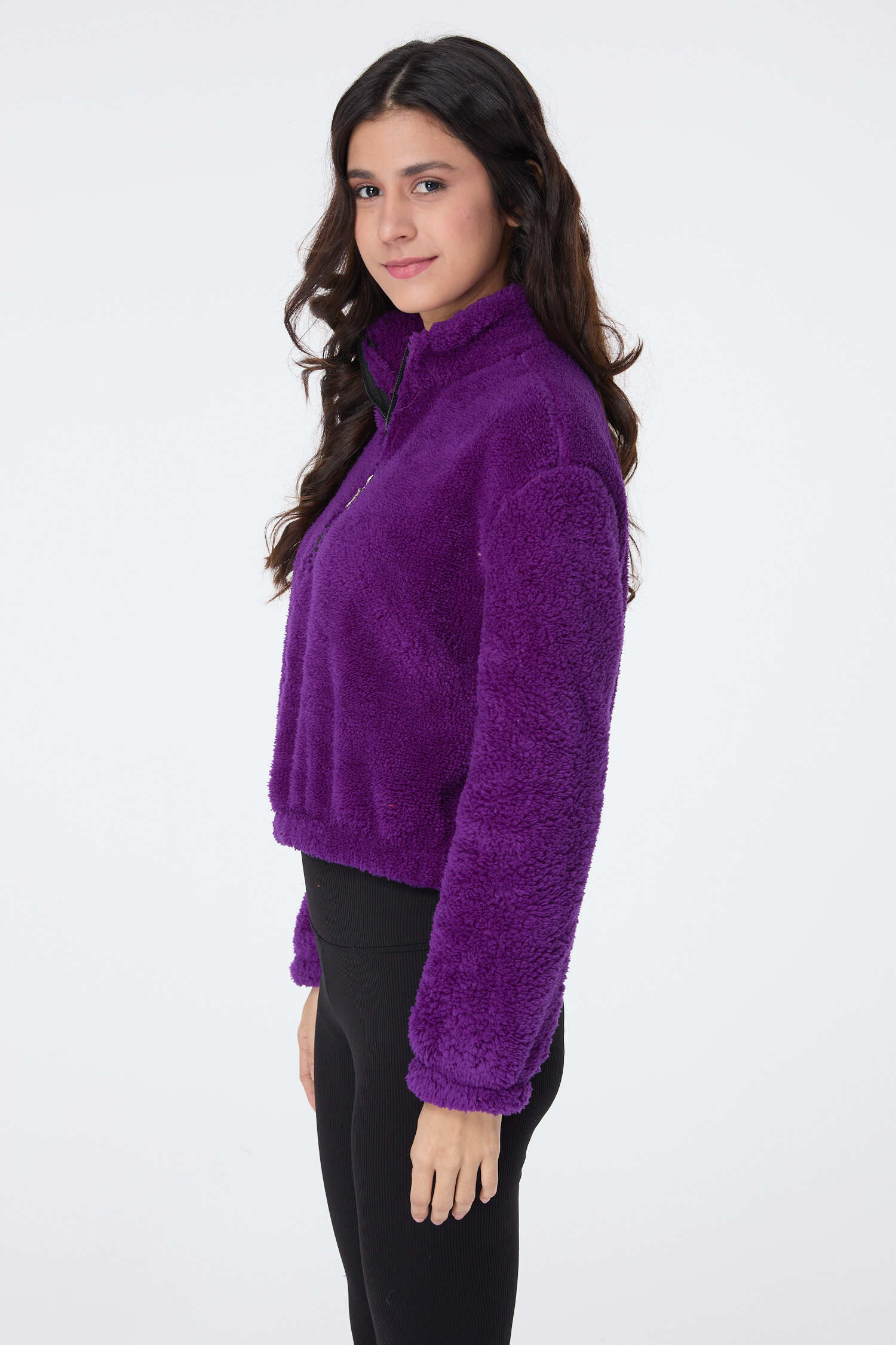 Peluş Crop Mor - 13052 - 8
