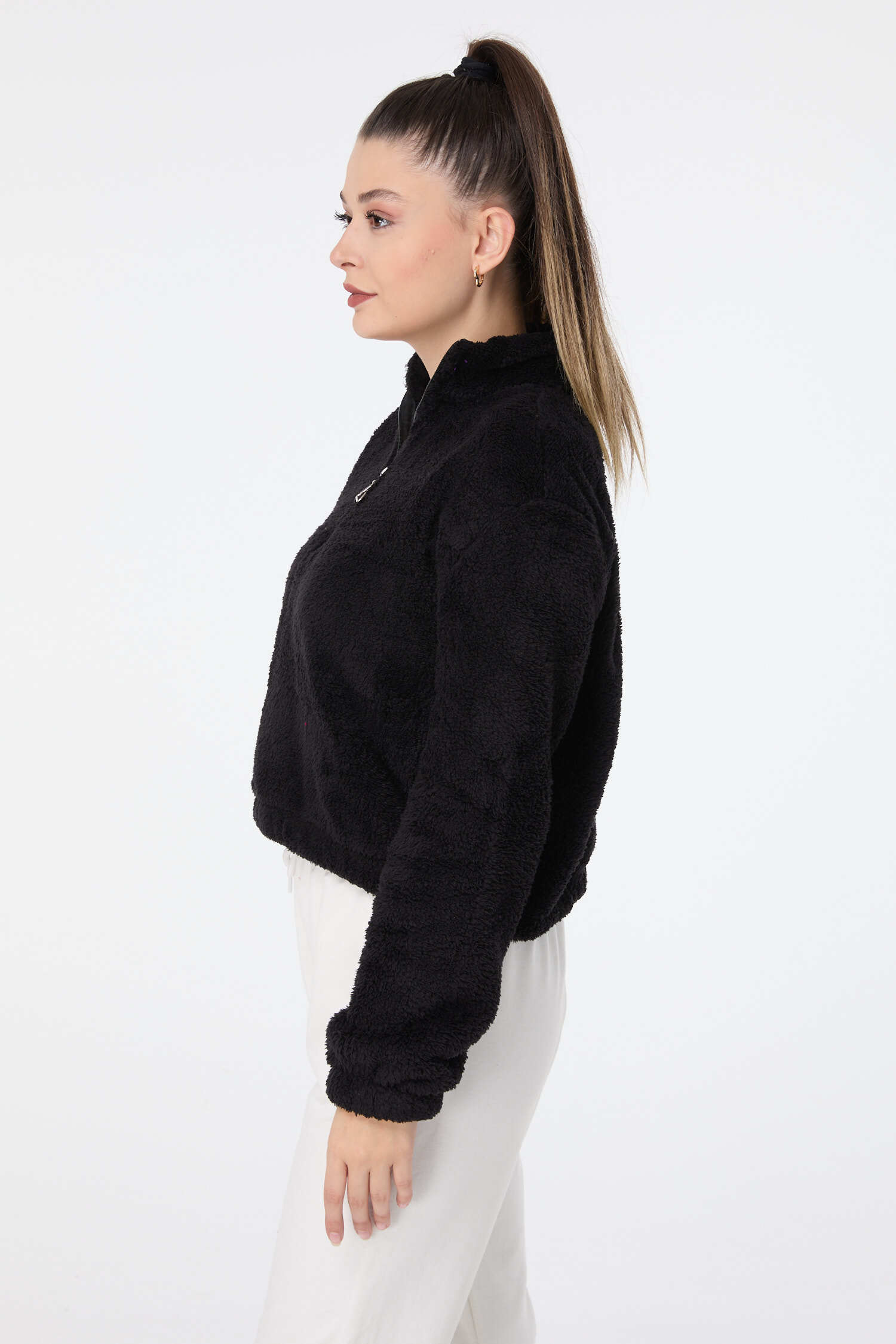 Peluş Crop Siyah - 13052 - 19