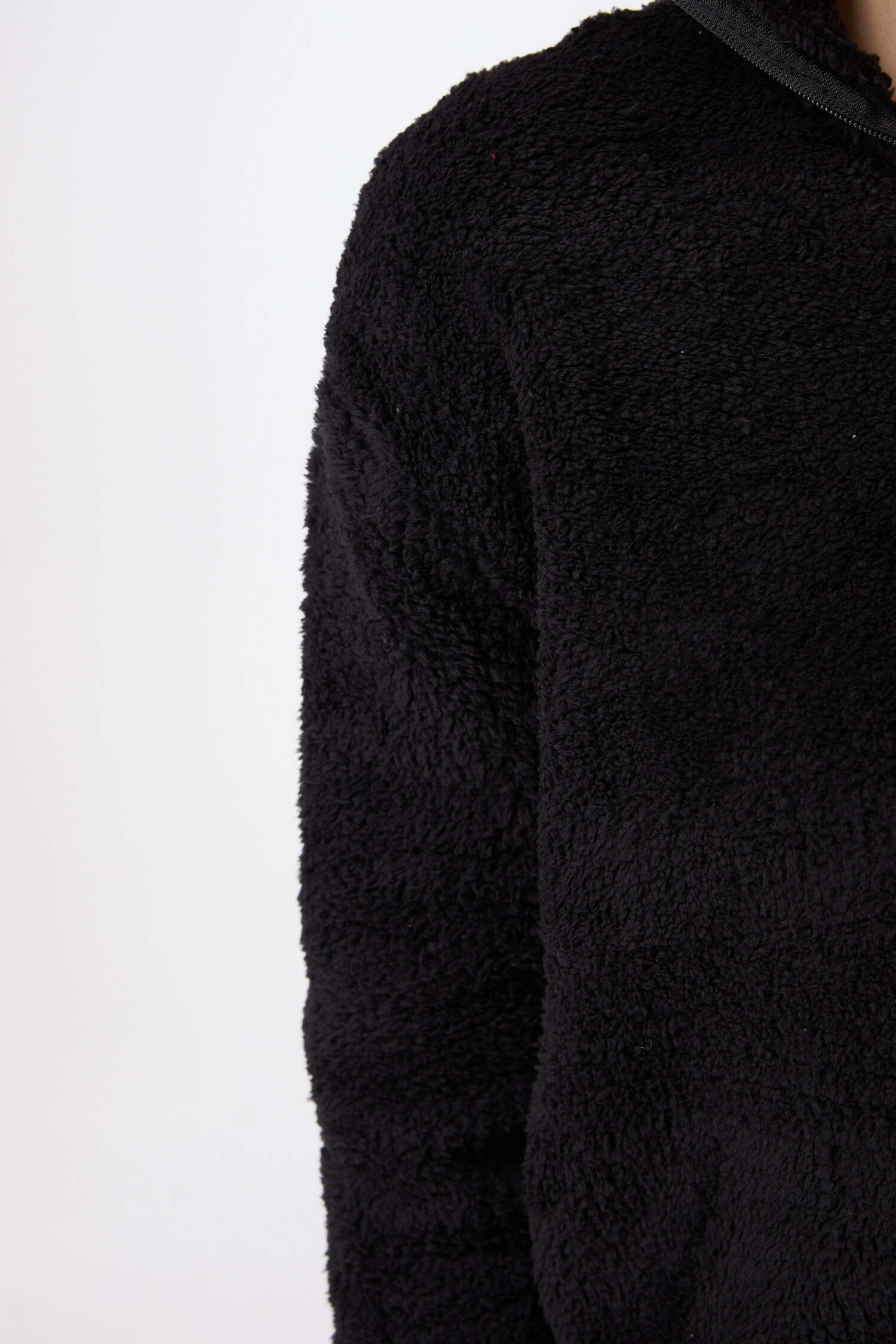 Peluş Crop Siyah - 13052 - 10