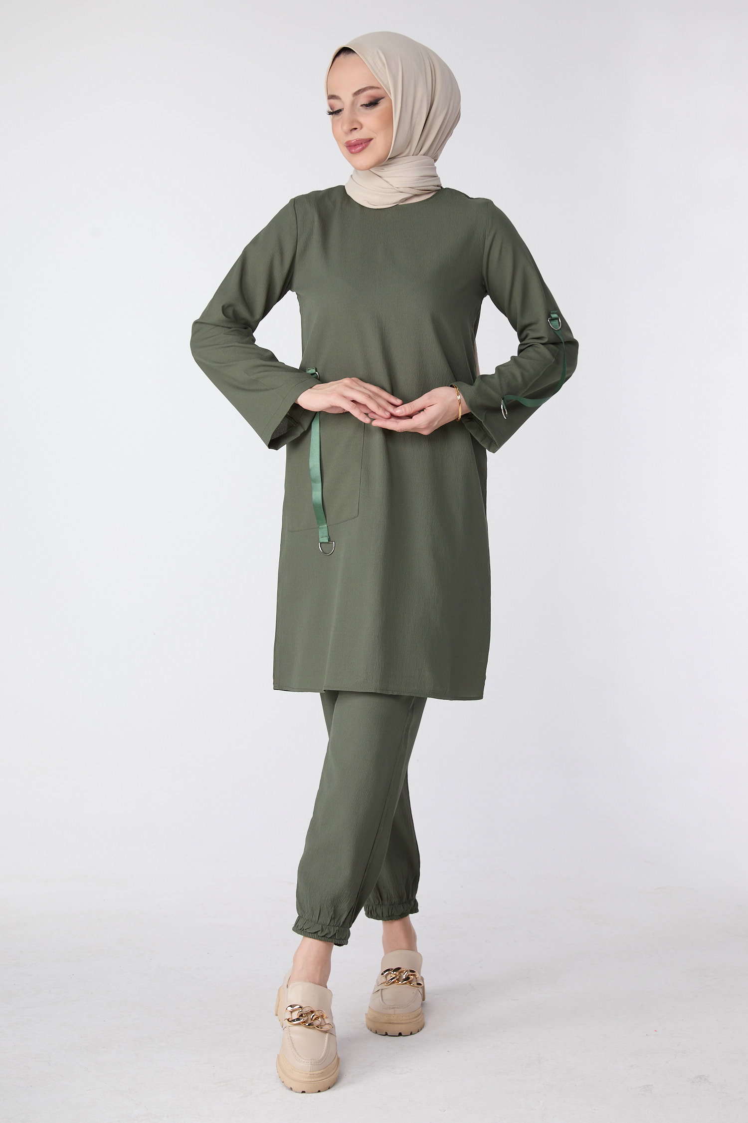 13062-HAKI Tunik Pantolon - 9