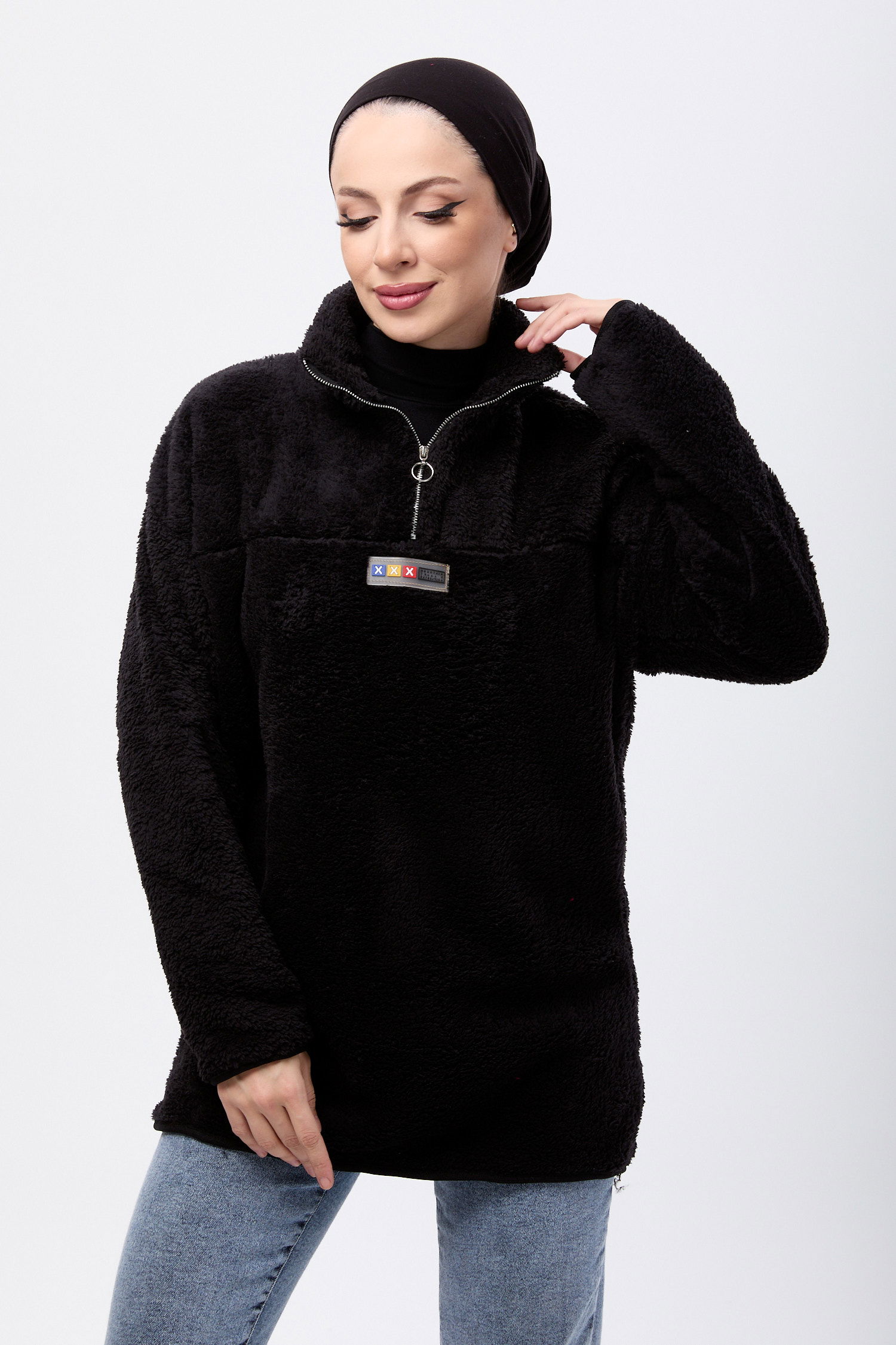 Peluş Sweat Siyah - 13083 - 5