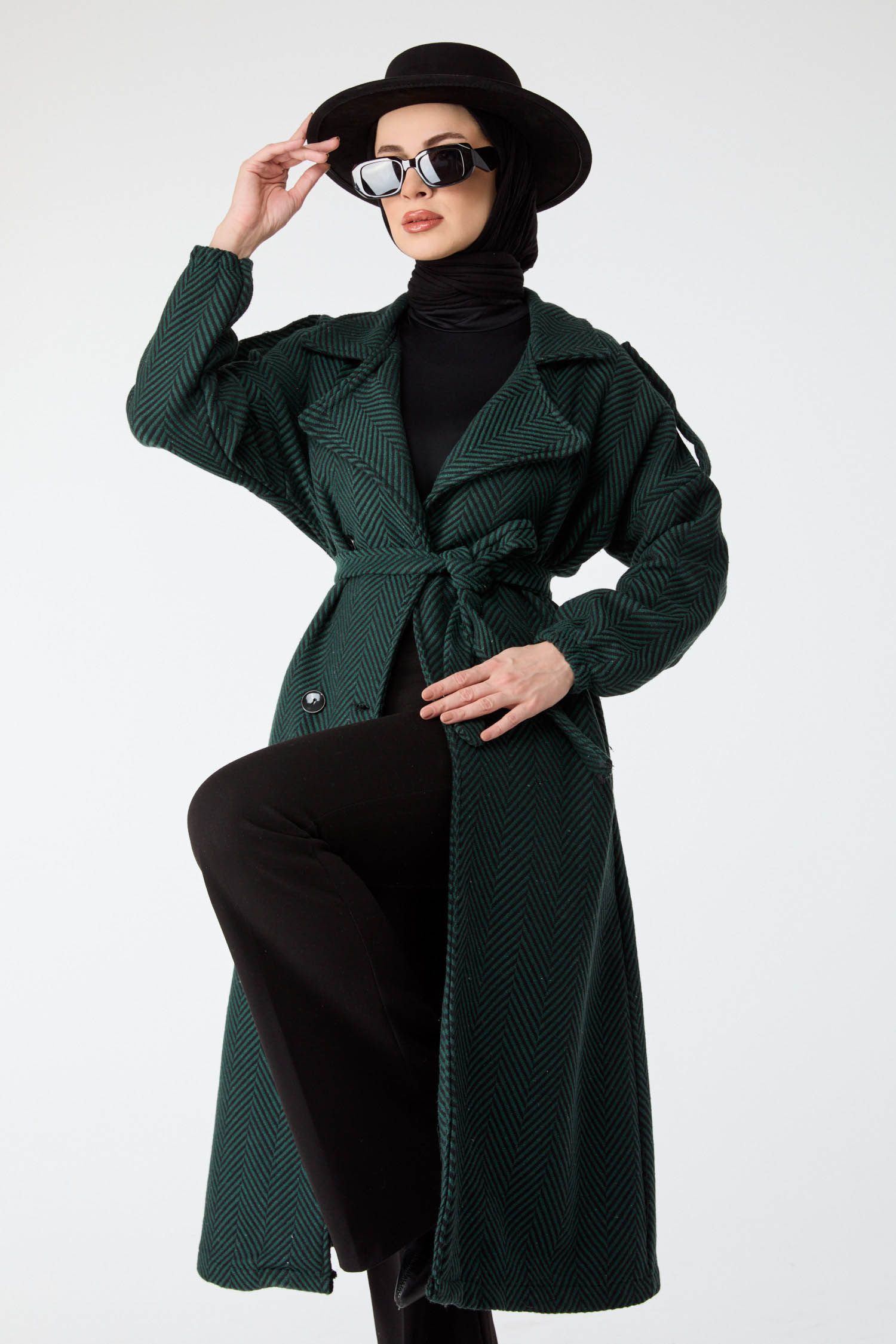 13108-ZUMRUT Beli Bağcıklı Kaban - 2