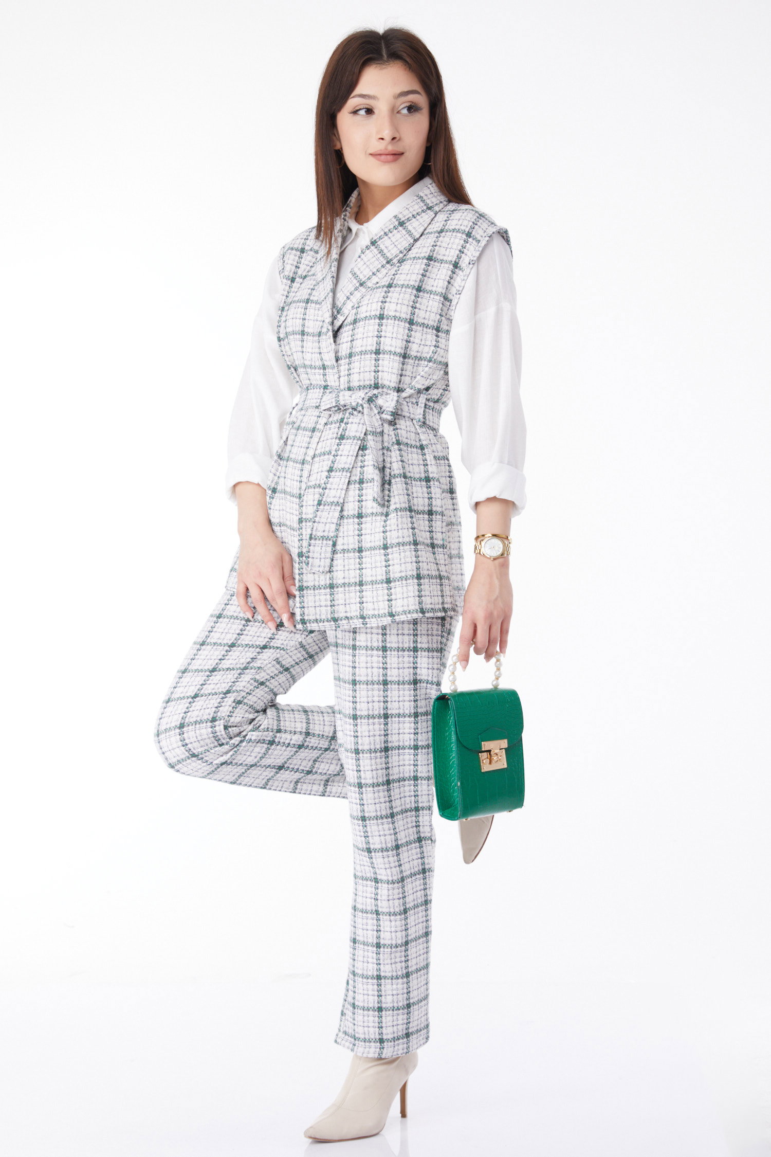 13117-YESIL Yelek Pantolon - 1