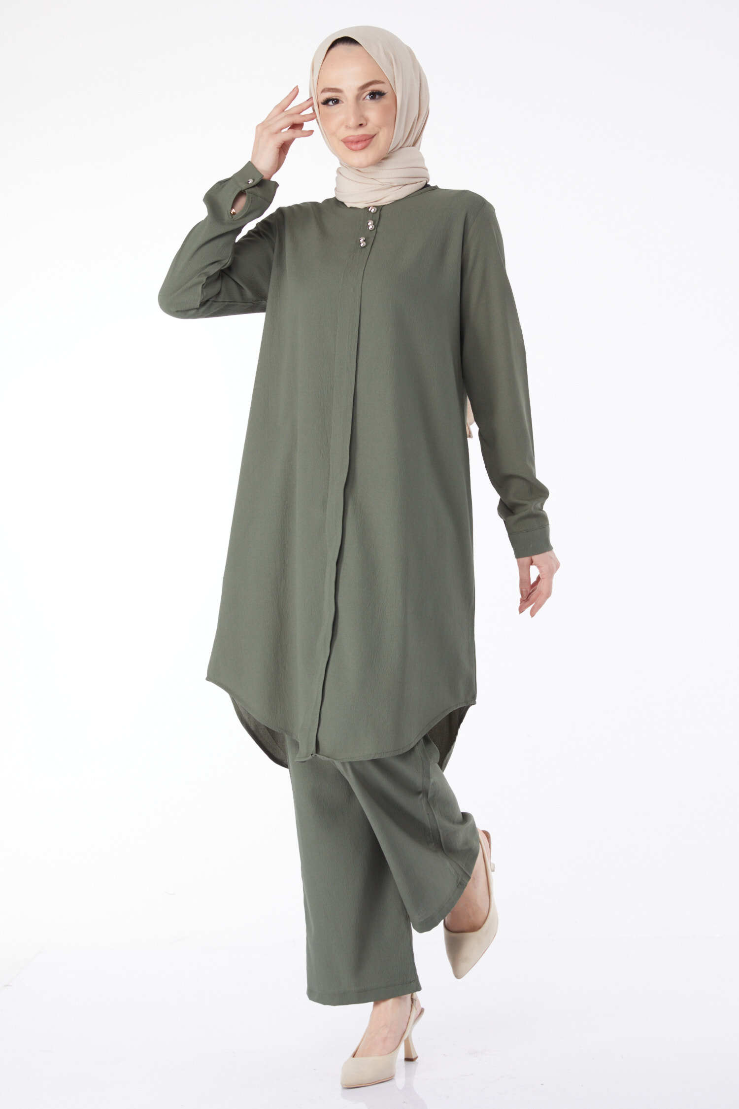 13122-HAKI Tunik Pantolon - 1