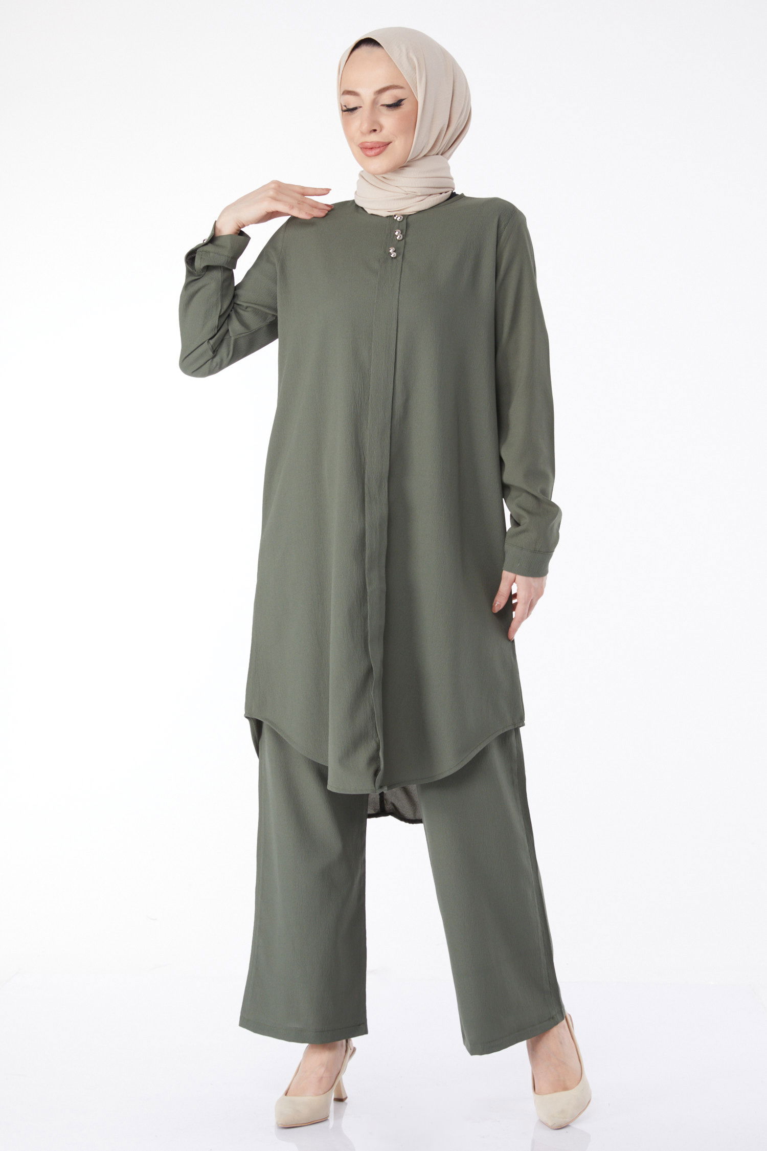 13122-HAKI Tunik Pantolon - 6