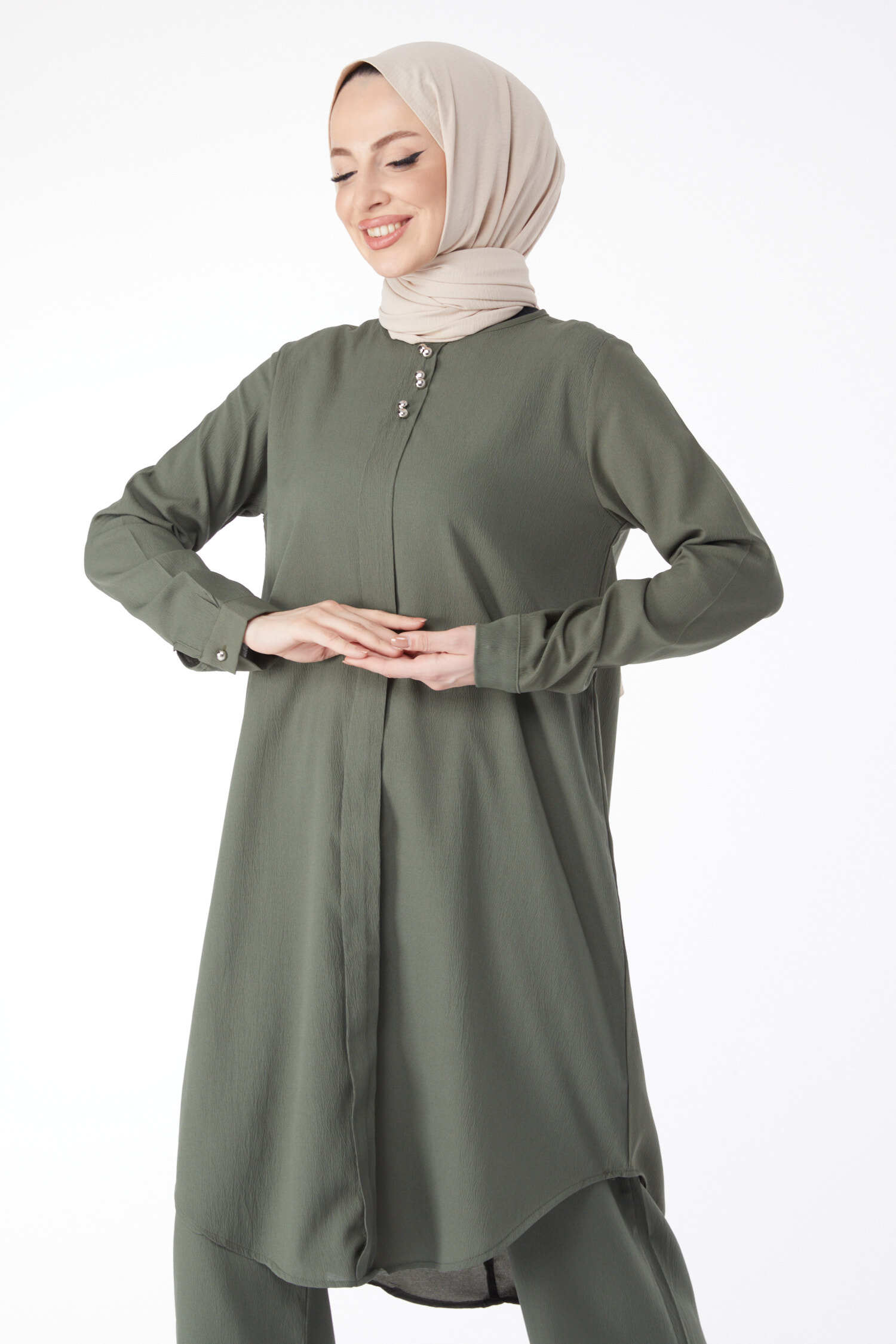 13122-HAKI Tunik Pantolon - 4