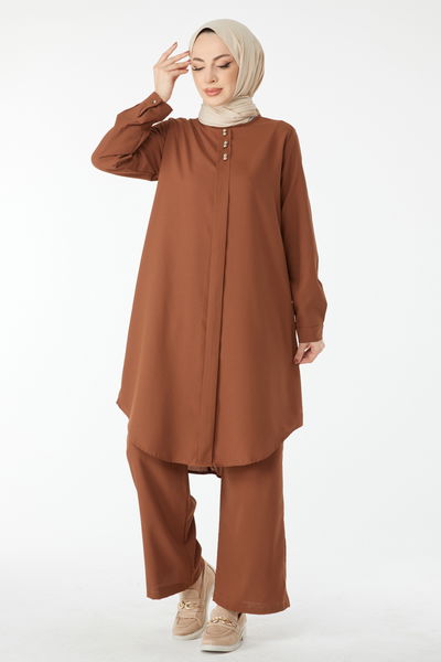 13122-KAHVE Tunik Pantolon 