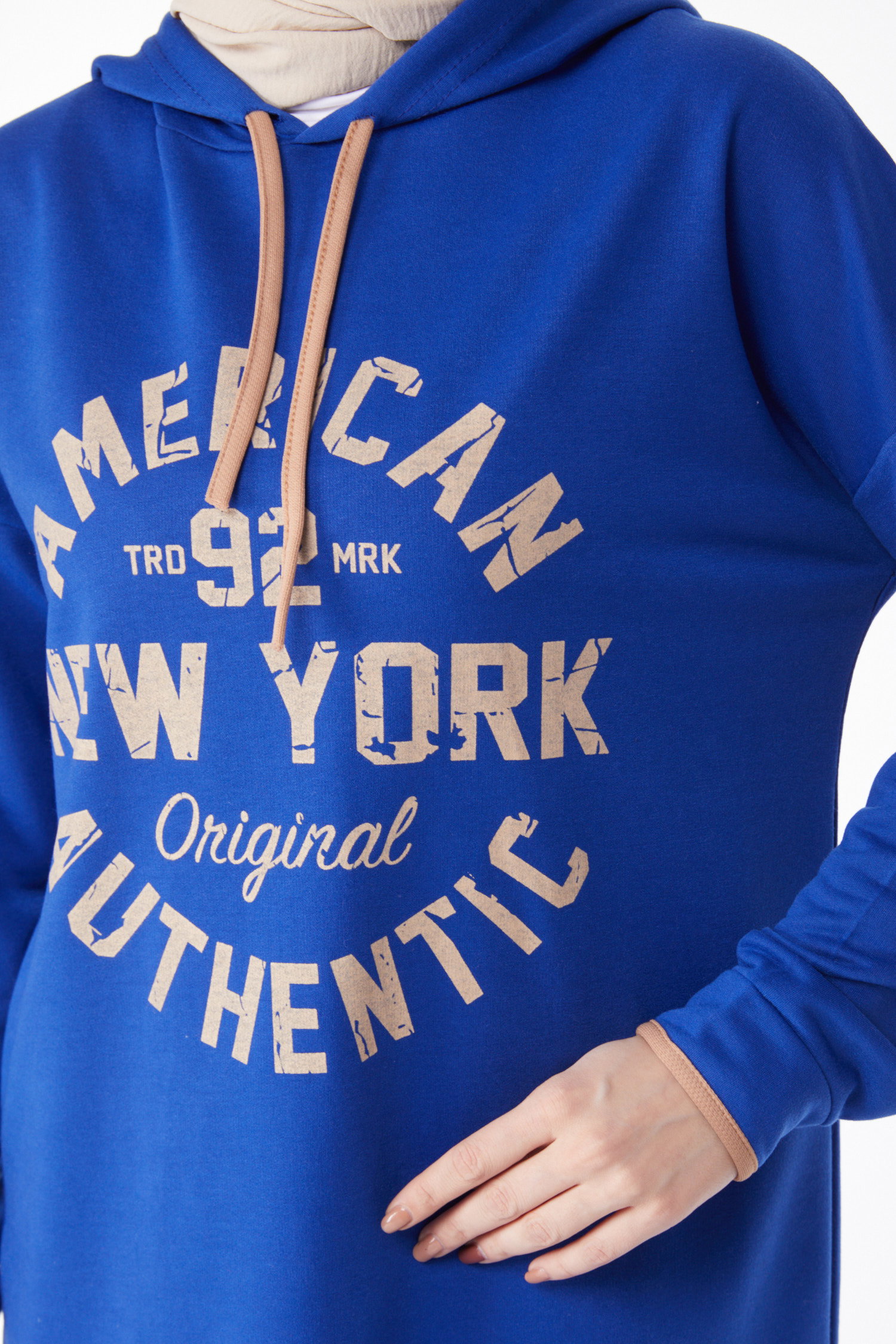 Önü Baskılı Sweatshirt Saks - 13130 - 6