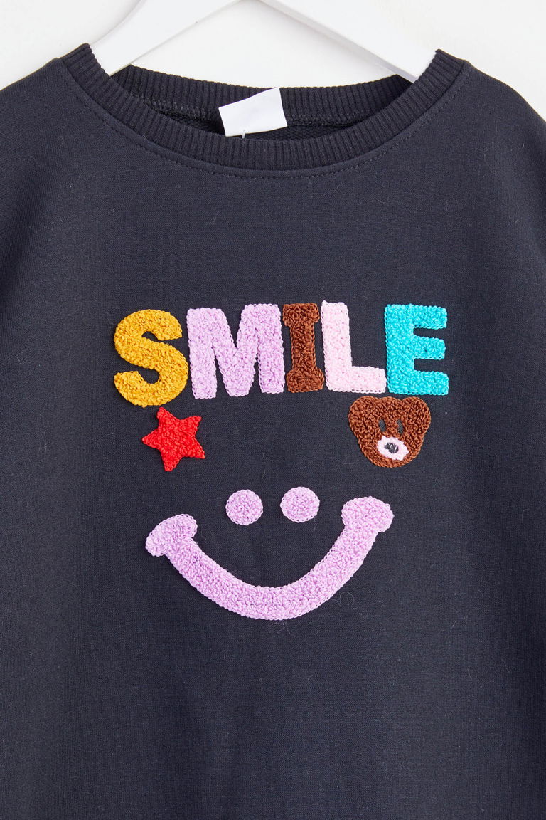 18002-SIYAH Çocuk Baskılı Takım - TOFİSA