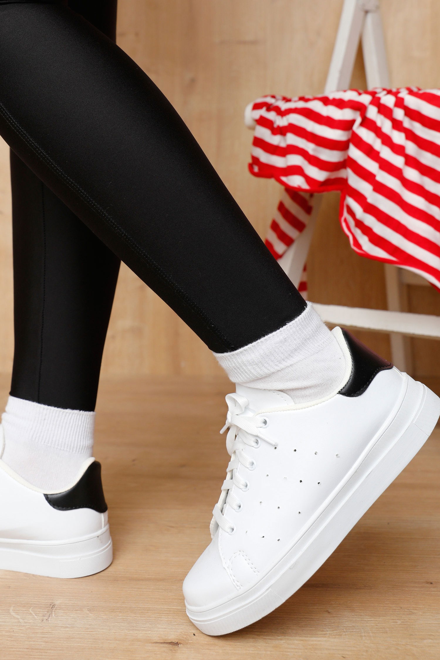 21141-BEYAZ-BEYAZ-SIYAH Ayakkabı - 1