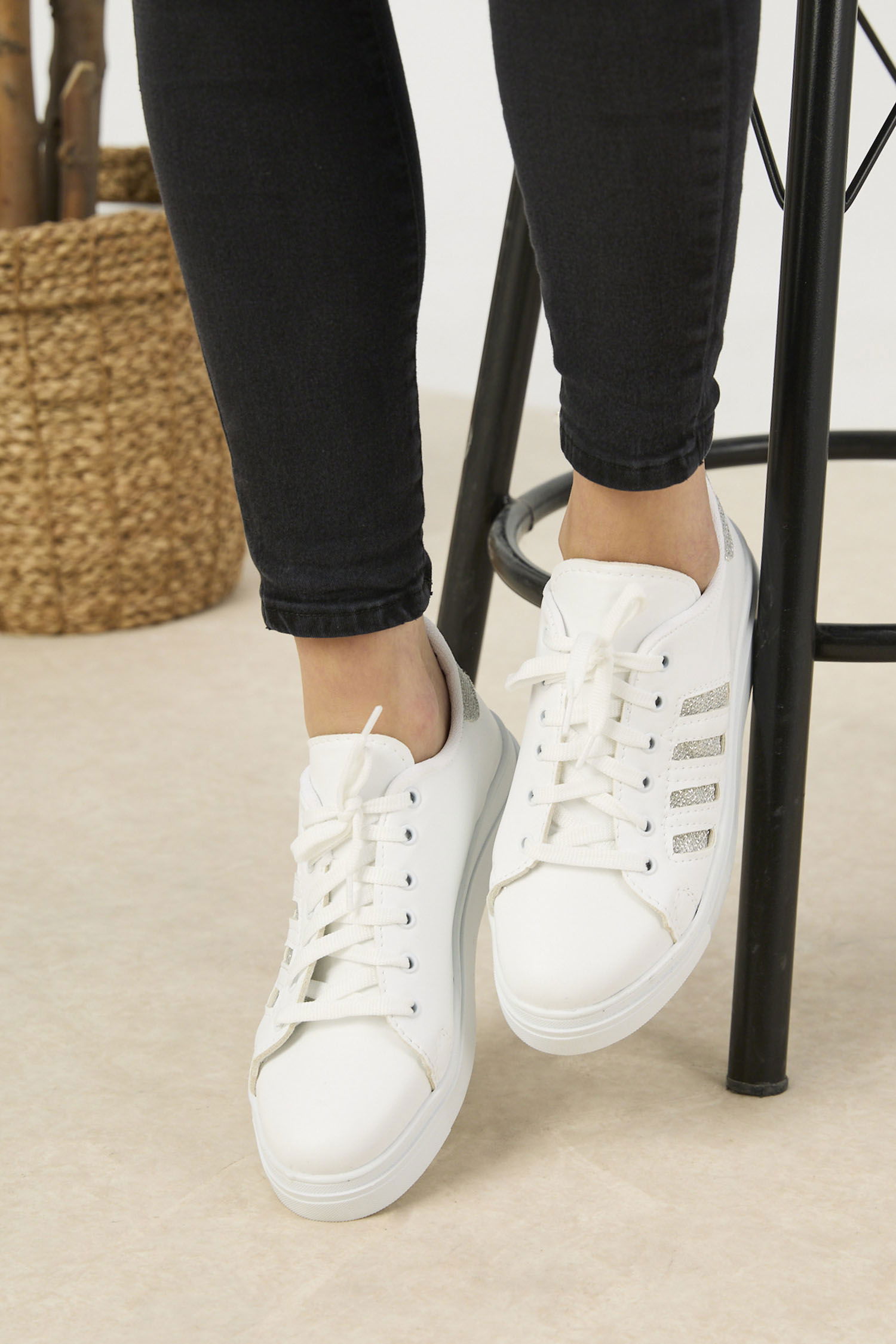 21142-BEYAZ-BEYAZ-GUMUS Ayakkabı - 1