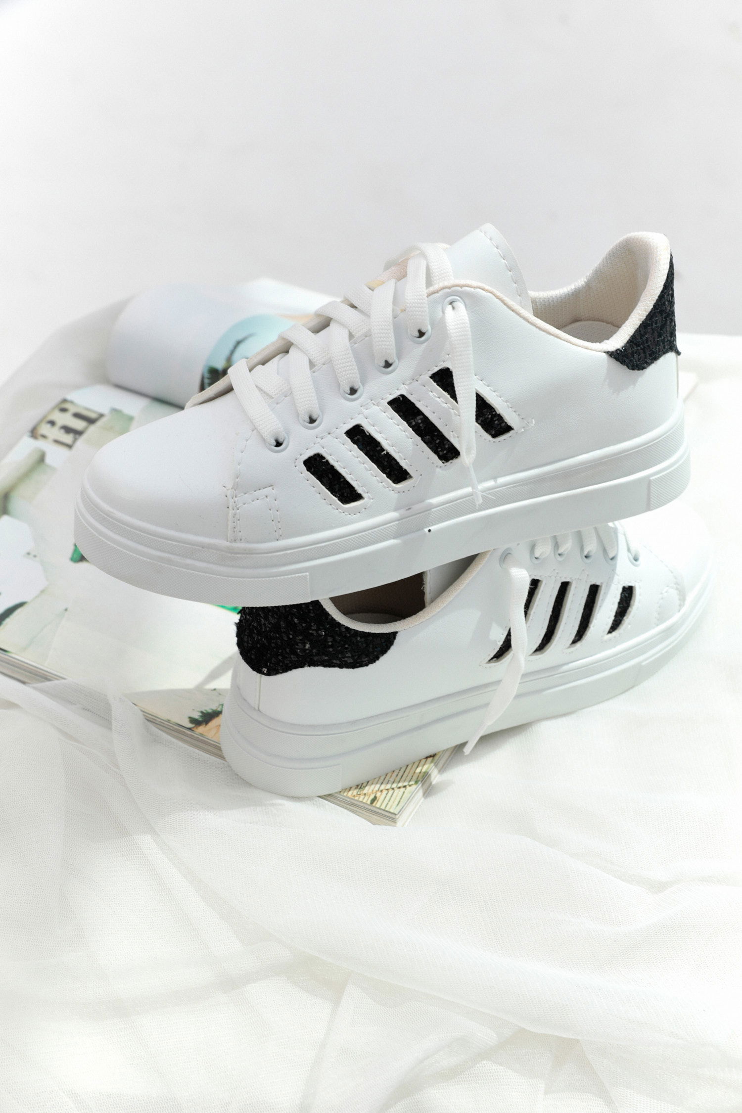 21143-BEYAZ-BEYAZ-SIYAH Ayakkabı - 4