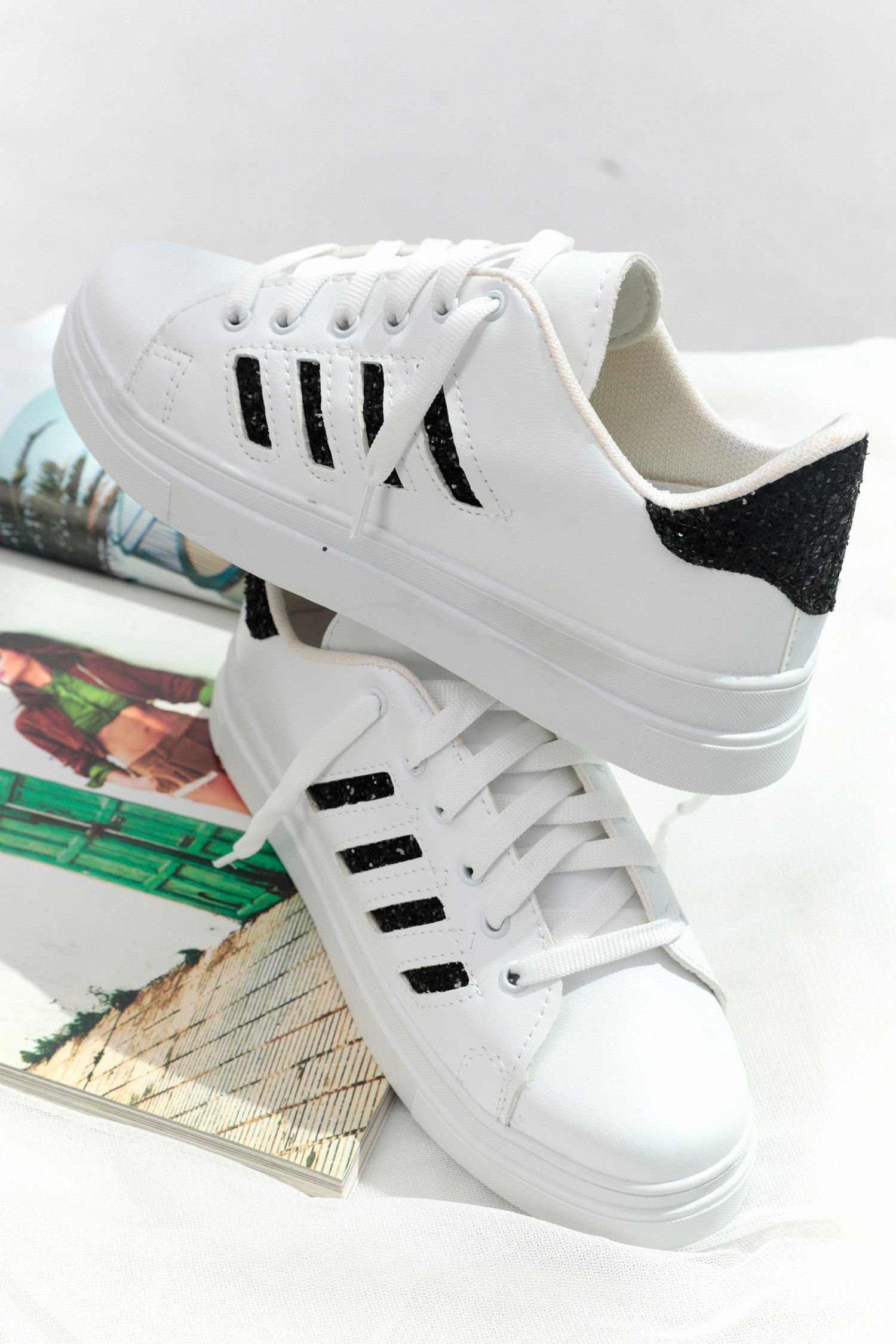 21143-BEYAZ-BEYAZ-SIYAH Ayakkabı - 5